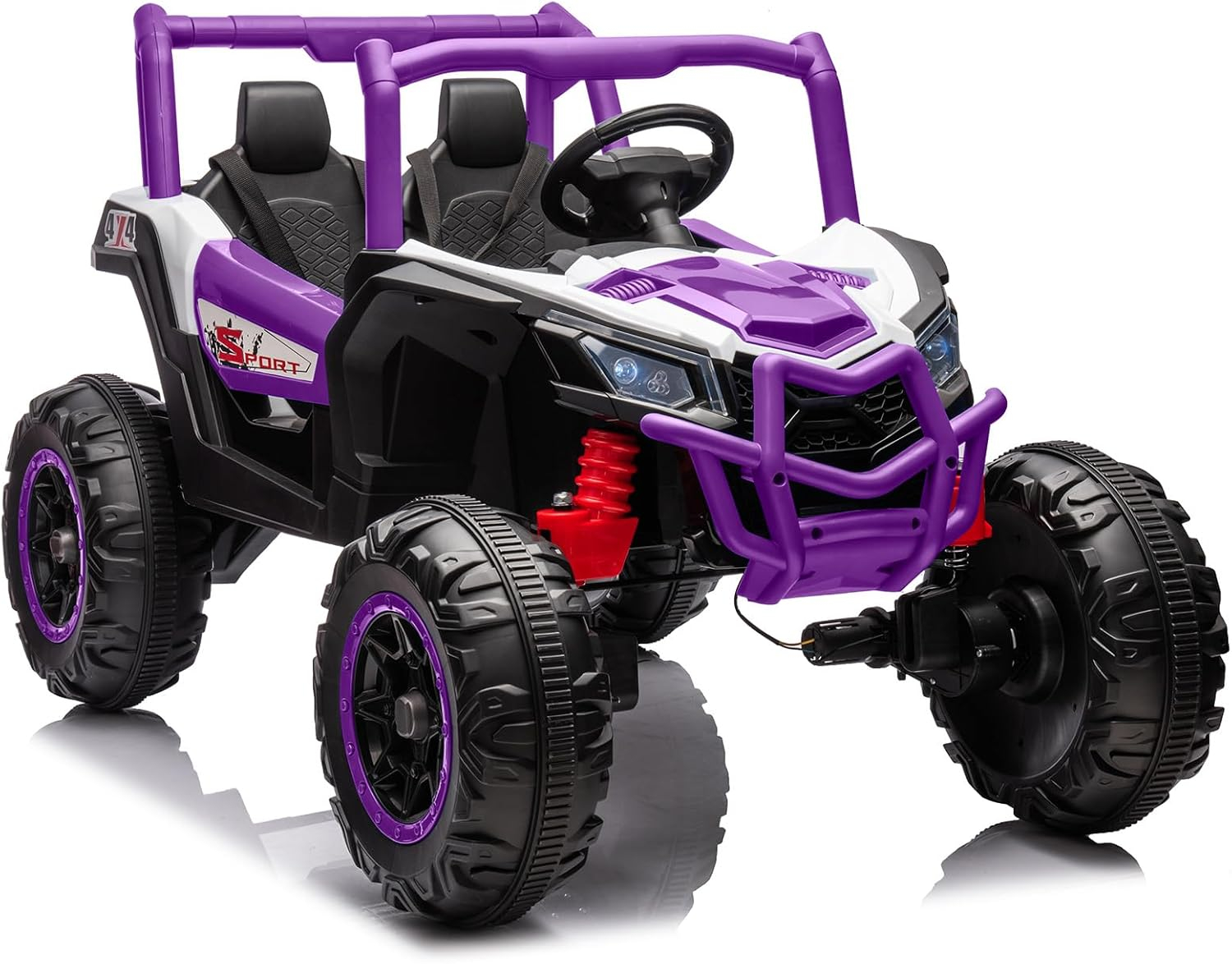 M optimized 24V 2 Seater Ride On Car for Kids, 7AH 4WD Powered UTV Toy, Battery Powered Ride On Toys with Remote Control, LED Light, 3 Speeds, Music, Spring Suspension, Ride On Toys for Kids