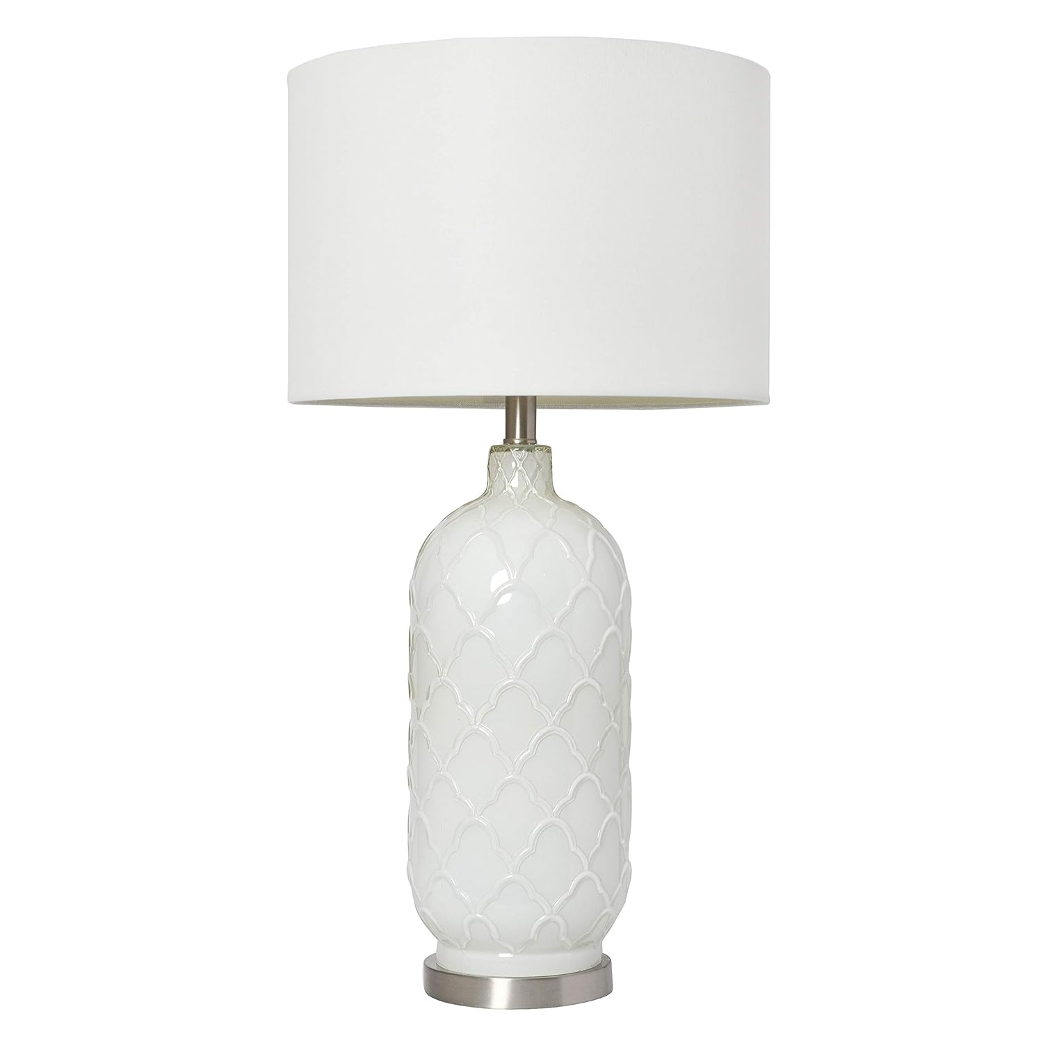 Elegant Designs White and Brushed Nickel Glass Table Lamp