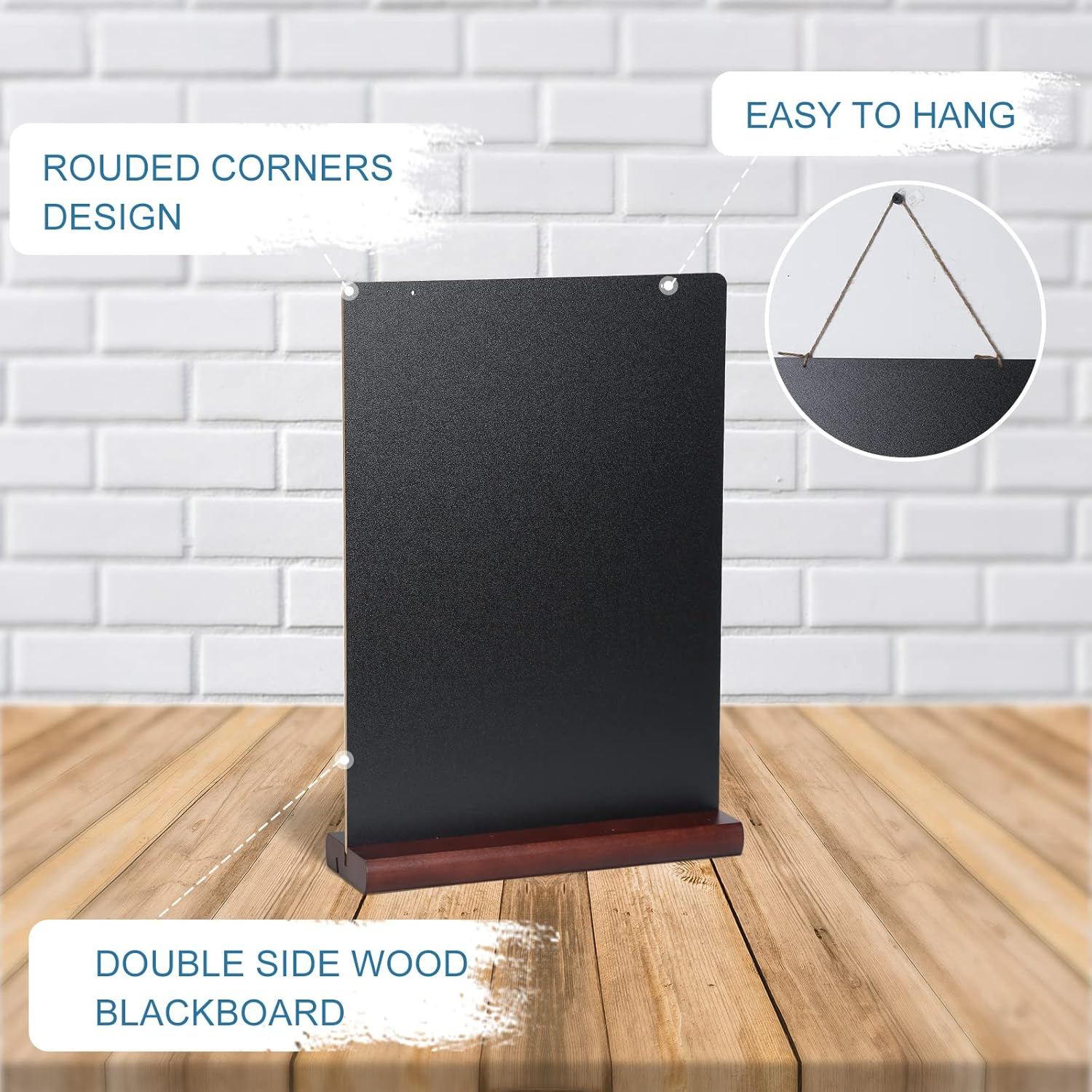 11.7x16.5 Inch Tabletop Chalkboard with Wood Base, Menu Chalkboard Stand, Message Board, Bar and Special Event Decorations, Hanging Double-Sided Chalkboards Sign for DIY Home Decoration-Walnut