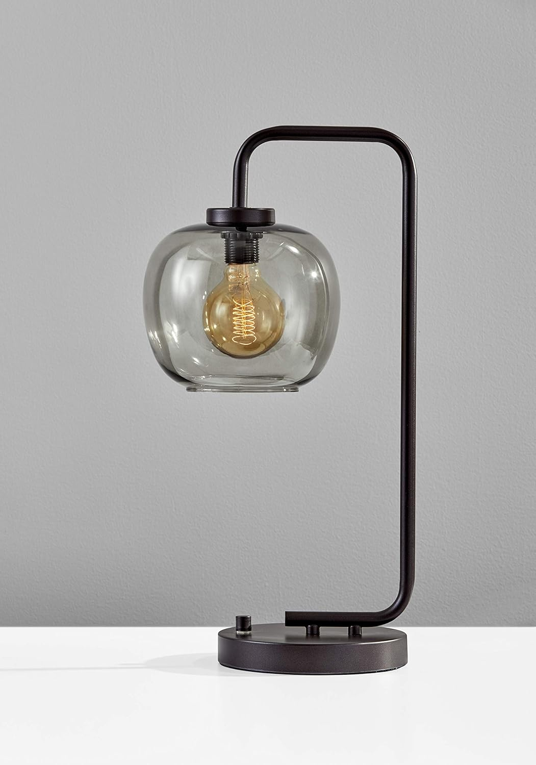 Ashton Matte Black Adjustable Desk Lamp with Smoked Glass Shade