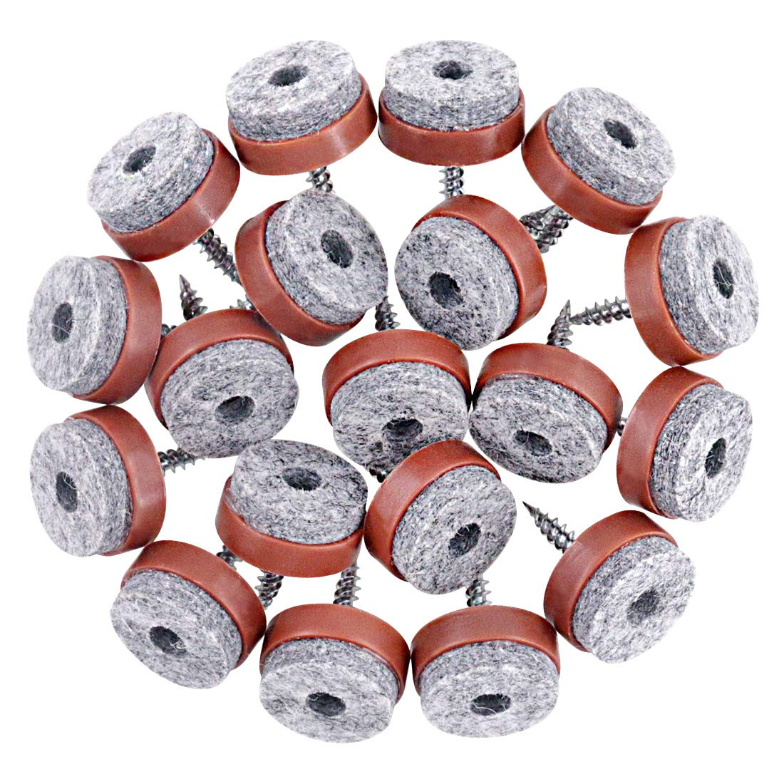 Swpeet 52Pcs 20mm Brown Furniture Felt Pads Non Slip Furniture Pads with Screw-on Felt Pad Furniture Slider Floor Protector for Wooden Leg Feet of Chair Table Sofa