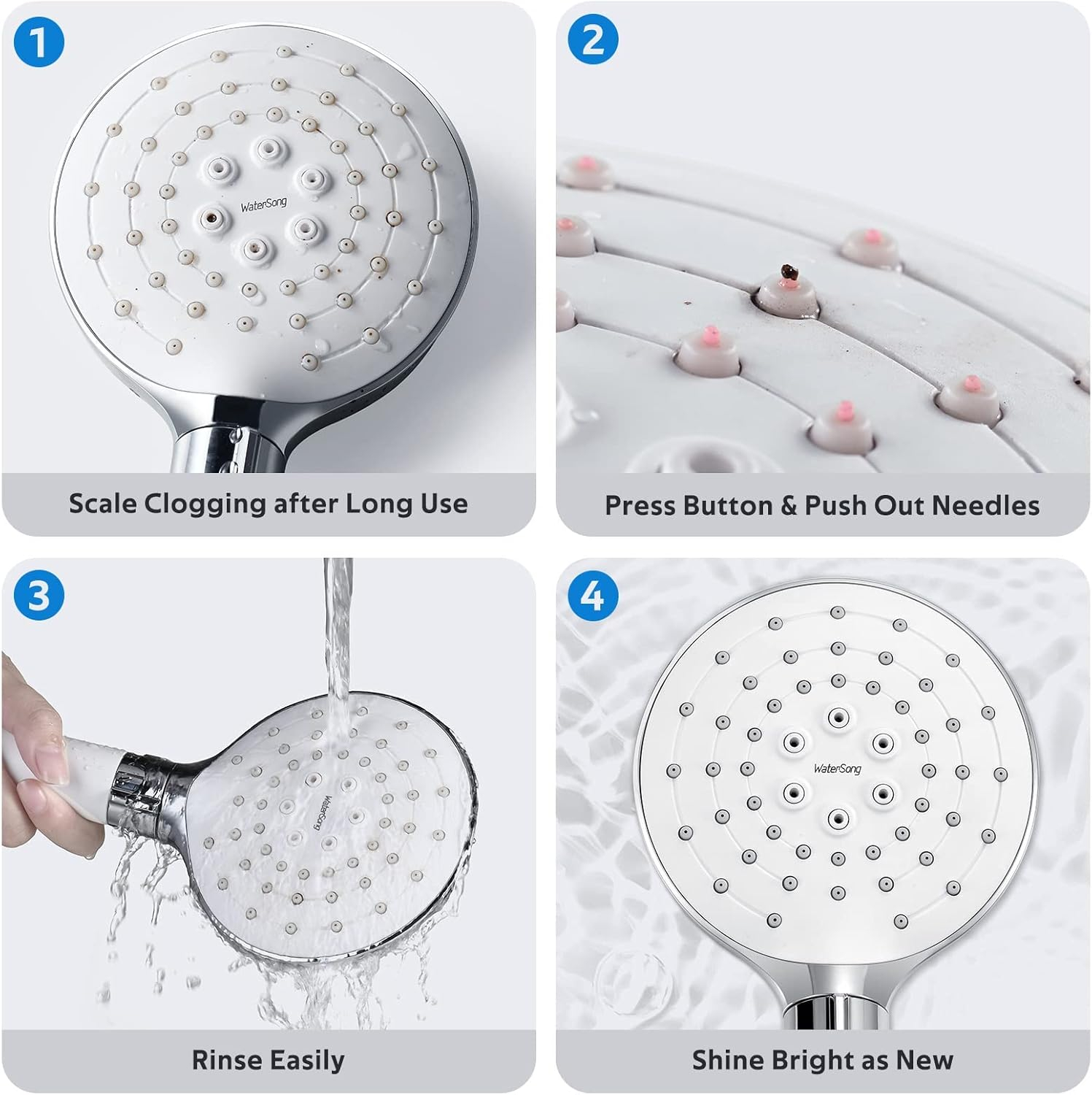 Filtered Shower Head for Hard Water, 3 Modes High Pressure Showerhead with Filter, 78.7-inch Extra Long Hose, Adhesive Shower Head Holder