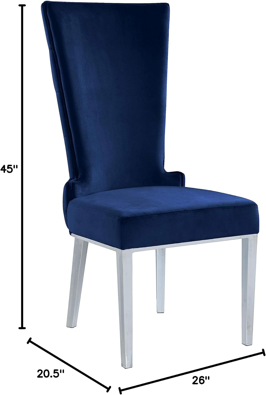 Meridian Furniture Serafina 20"H Velvet Dining Chair in Navy (Set of 2)