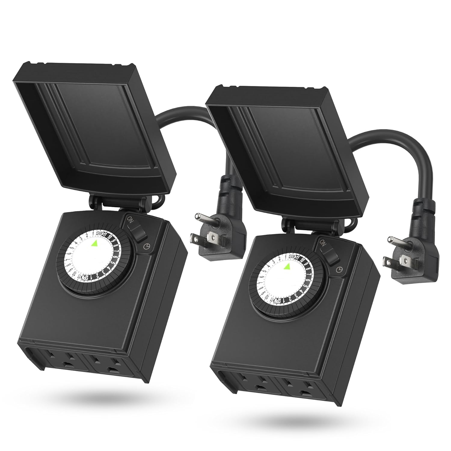 BN-LINK Compact Outdoor Mechanical Timer, 24 Hour Programmable Dual Outlet Timer - Plug in, Waterproof, Heavy Duty, For Lamps Christmas Lights