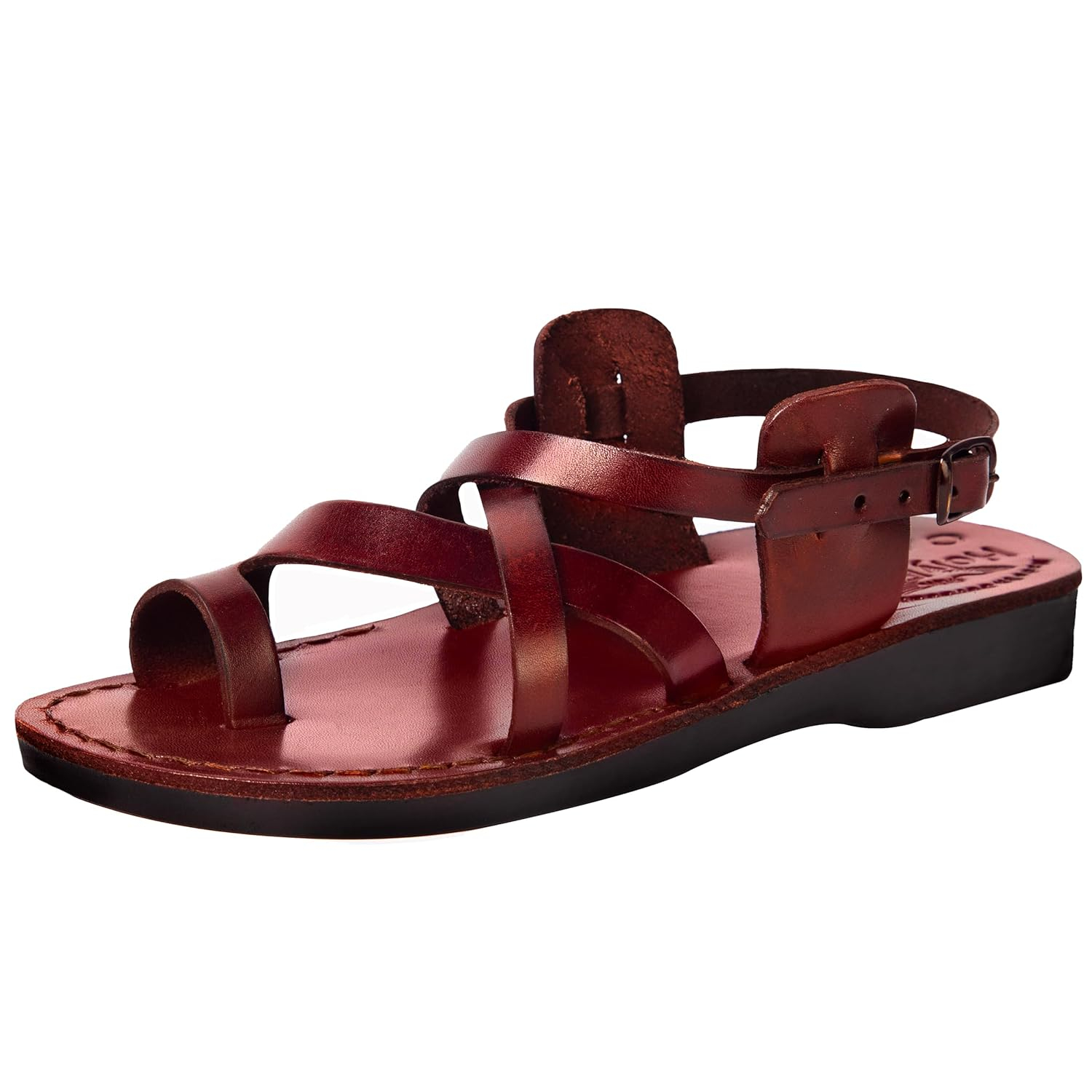 Holy Land Market Men/Women Biblical Jesus Leather Sandals/Slides From Jerusalem (Jesus - Style I) (9-9.5 Women/7-7.5 Men)