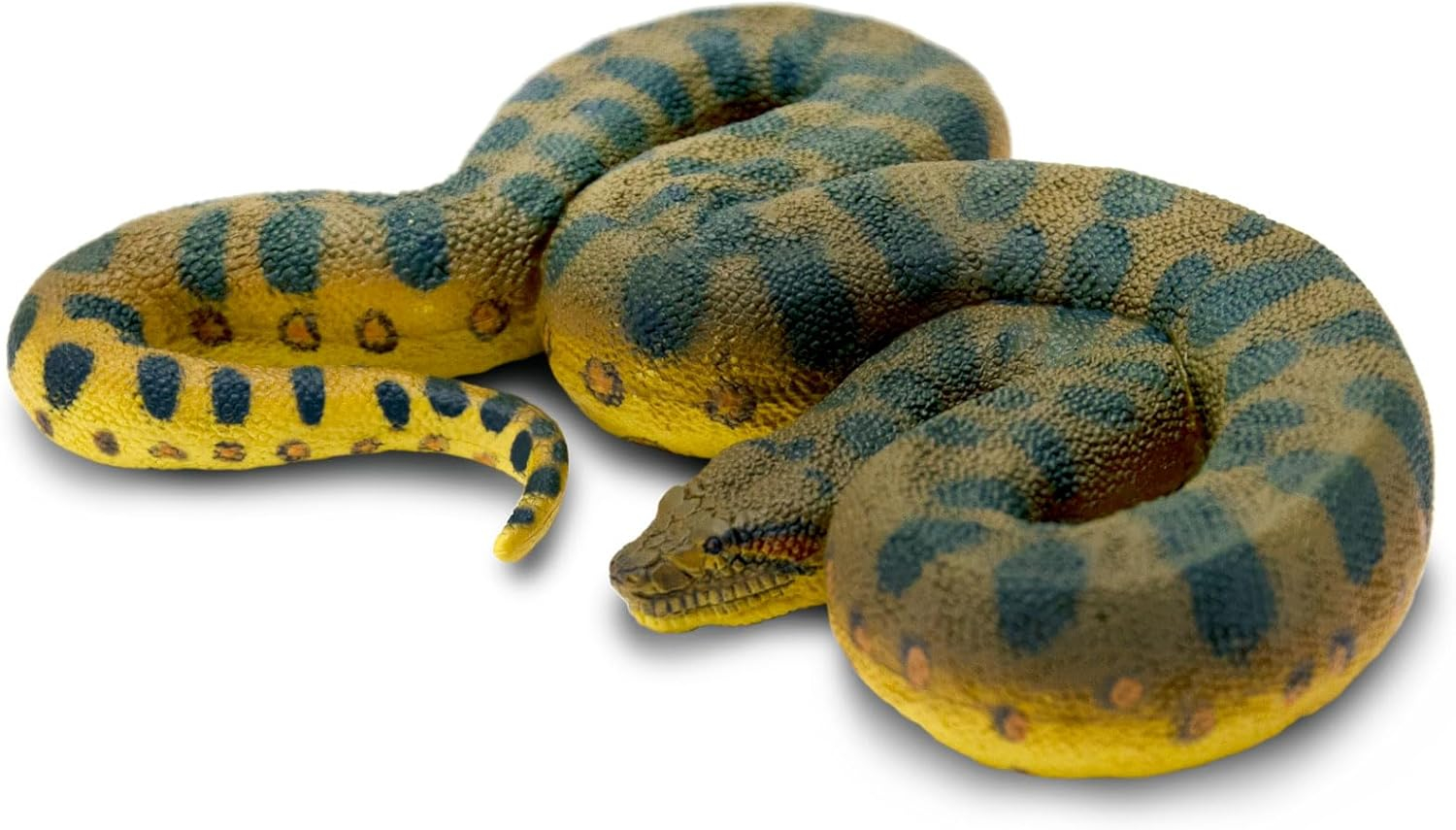 Green and Yellow Plastic Anaconda Snake Figurine Toy