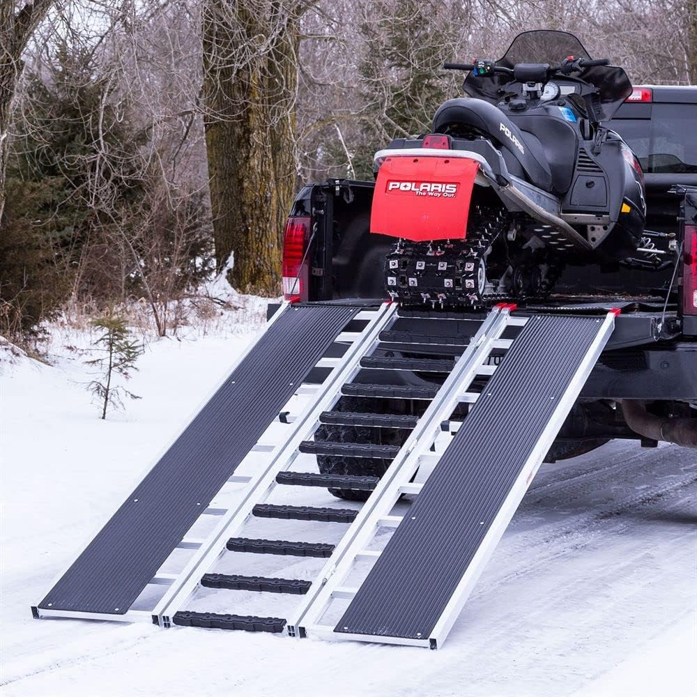 Black Ice SNO-9454-HDXW-S 7' 10in x 54in Folding Snowmobile Ramp, Stud Protectors