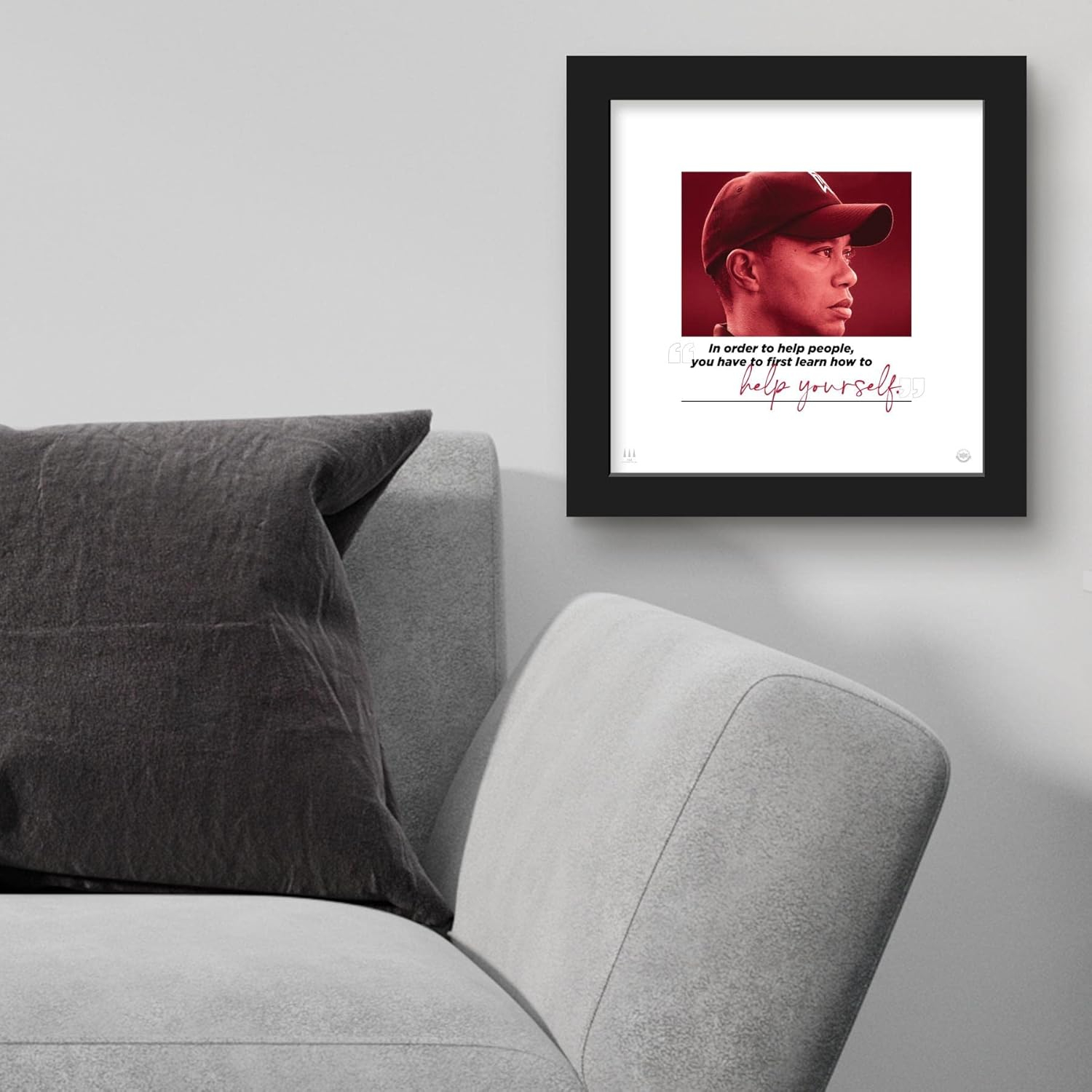 Gallery Pops Tiger Woods - Quote Help Yourself Wall Art, Black Framed Version, 12" x 12"