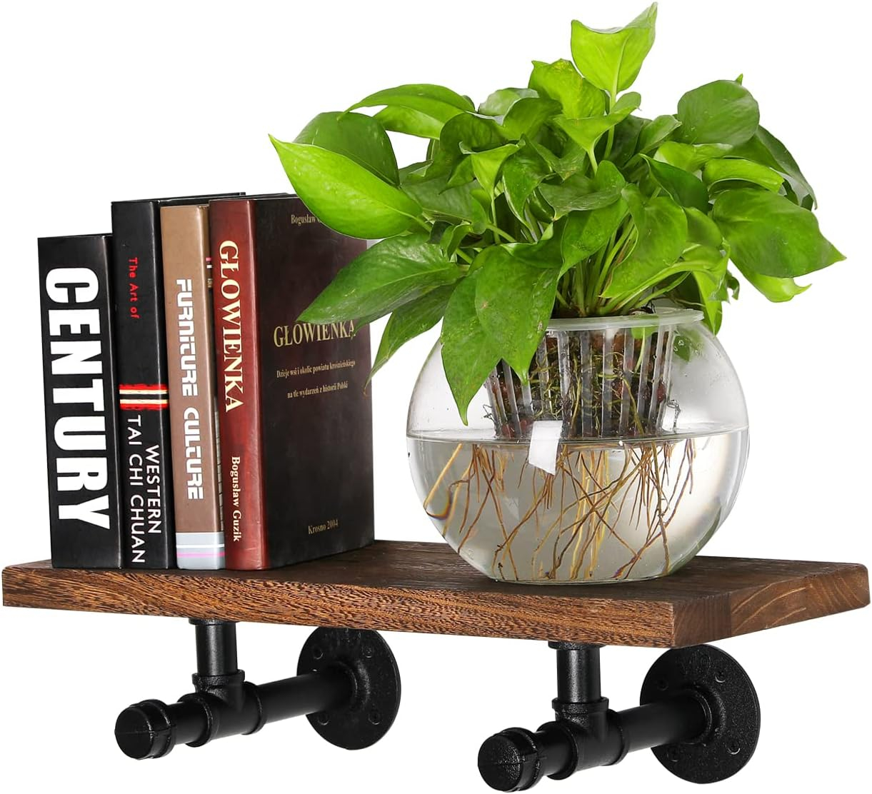3/4" Industrial Pipe Shelf Brackets, Black Iron Wall Mounted DIY Shelving Brackets Hanging Custom Pipe Brackets for Floating Shelves (2, 8 Inch)