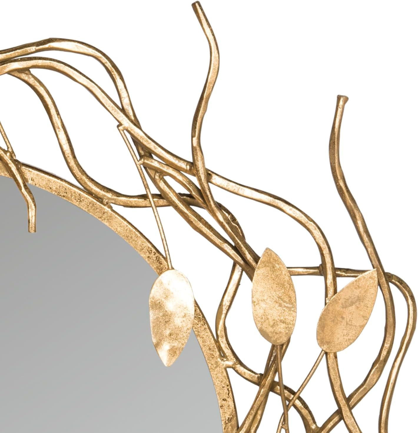 SAFAVIEH 21.1" Round Gold Wreath Mirror, Antique Gold