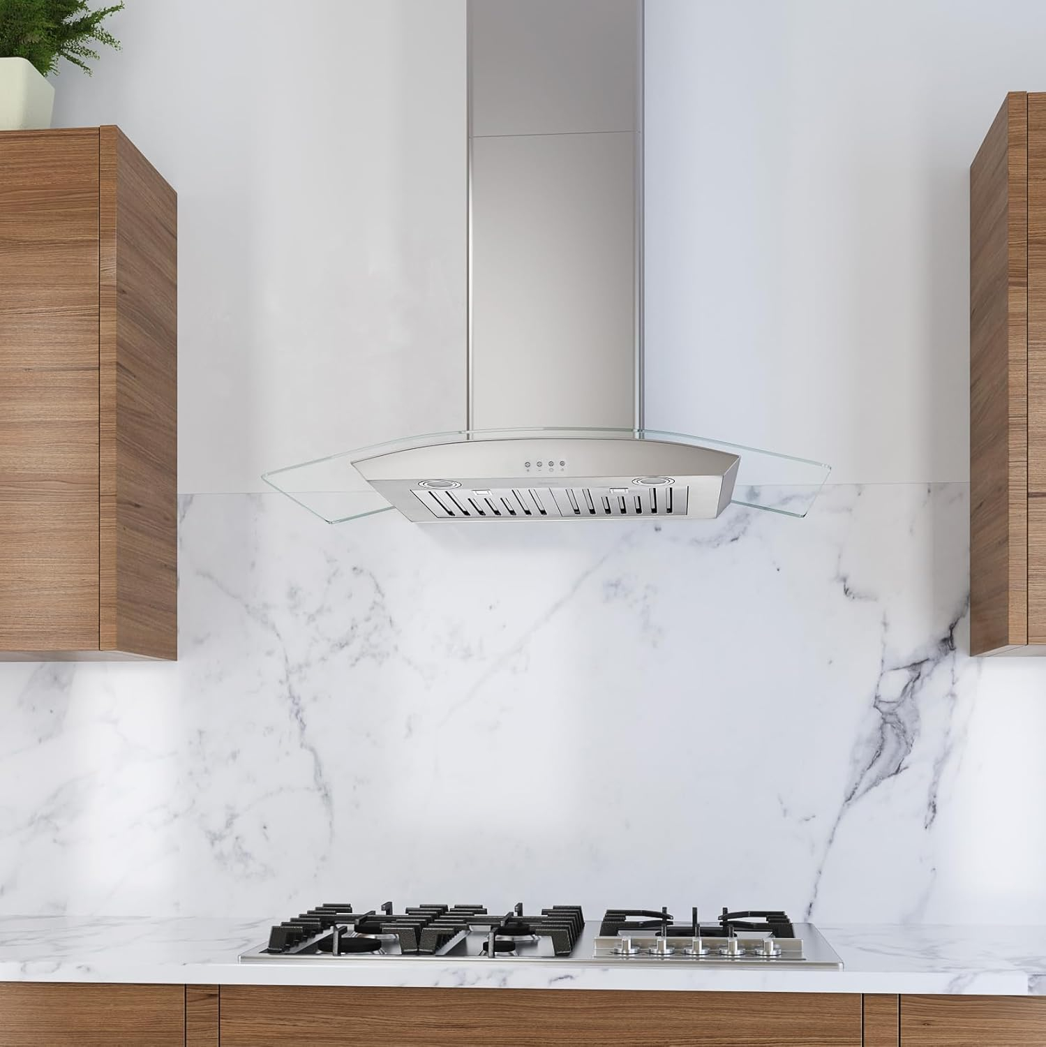 Ancona AN0111-3604 Tornado II 36" 600 CFM Ducted Wall Mount Glass Canopy Range Hood in Stainless Steel