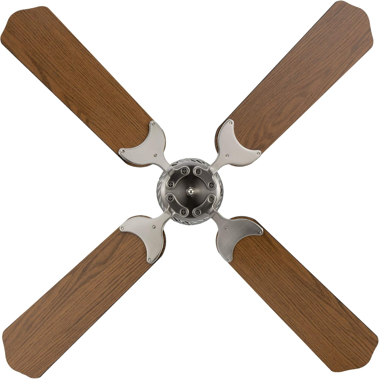 RecPro RV Ceiling Fan | 12V | 36" Brushed Nickel Finish | 4 Blades | Includes Switch (Oak)