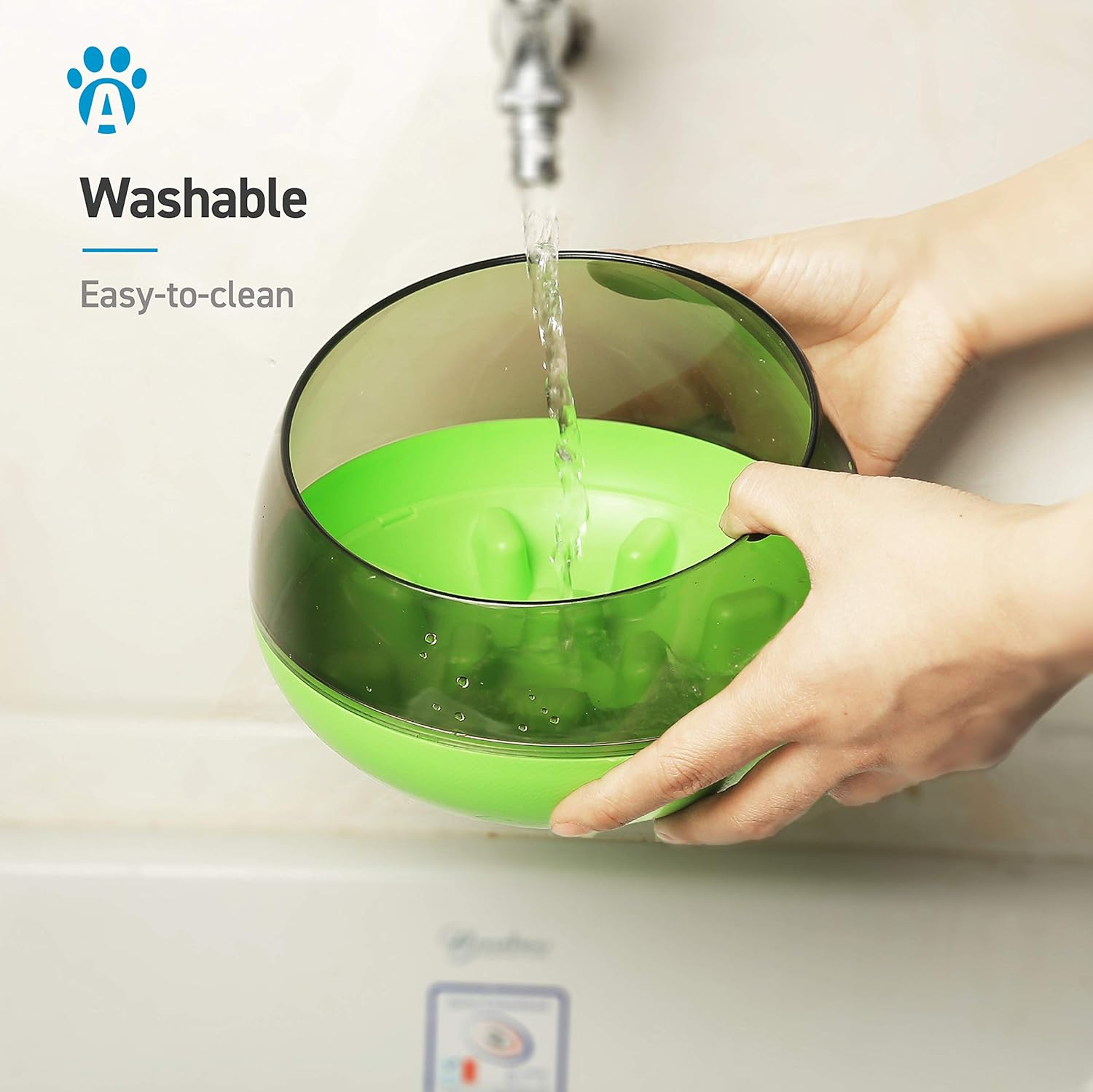 ANYPET Slow Feeder Bowl for Small Medium Dogs Cats, No-Spill Large Capacity Interactive Feeder, Green (APF03G)