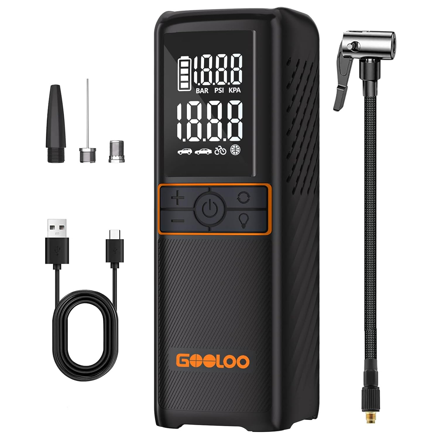 Black Cordless Electric Air Compressor with LED Display