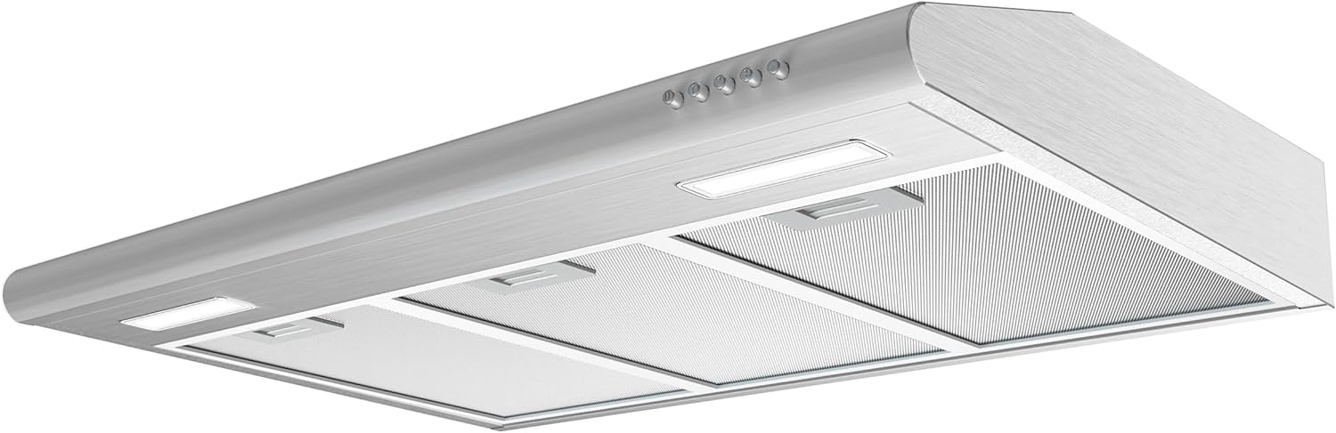 Under Cabinet Range Hood 30 inch Vent Hood for Kitchen with 3 Speed Exhaust Fan, Ducted and Ductless Convertible, Stainless Steel
