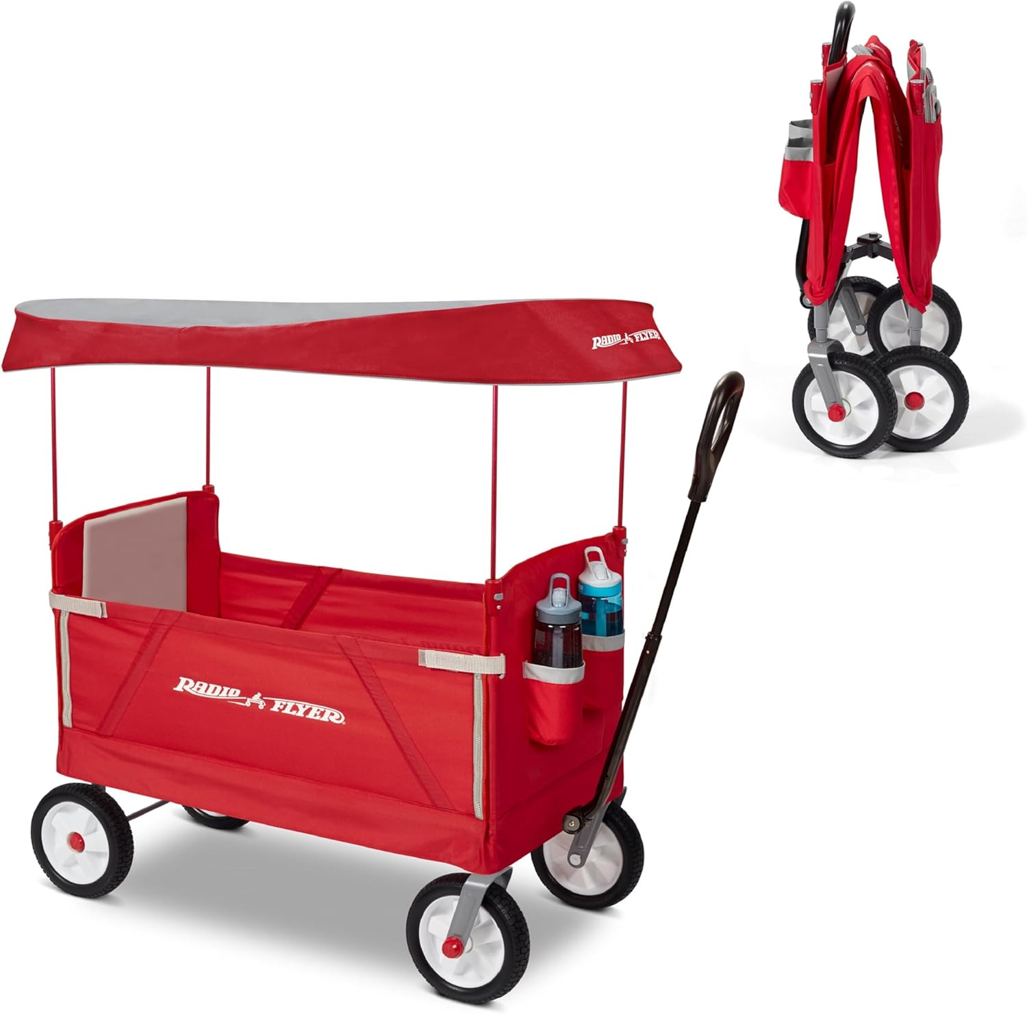 Radio Flyer, 3-in-1 off-Road EZ Folding Kids Wagon with Canopy, Puncture Proof Tires, Red
