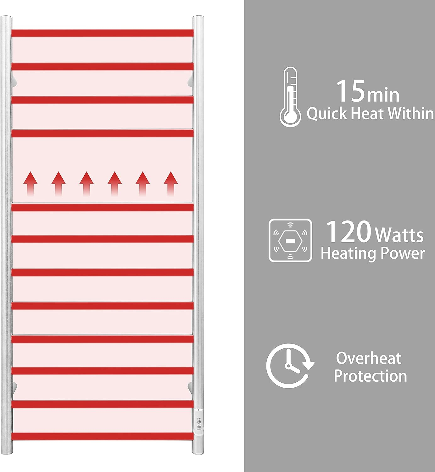 Stainless Steel Wall Mounted Electric Towel Warmer with Timer