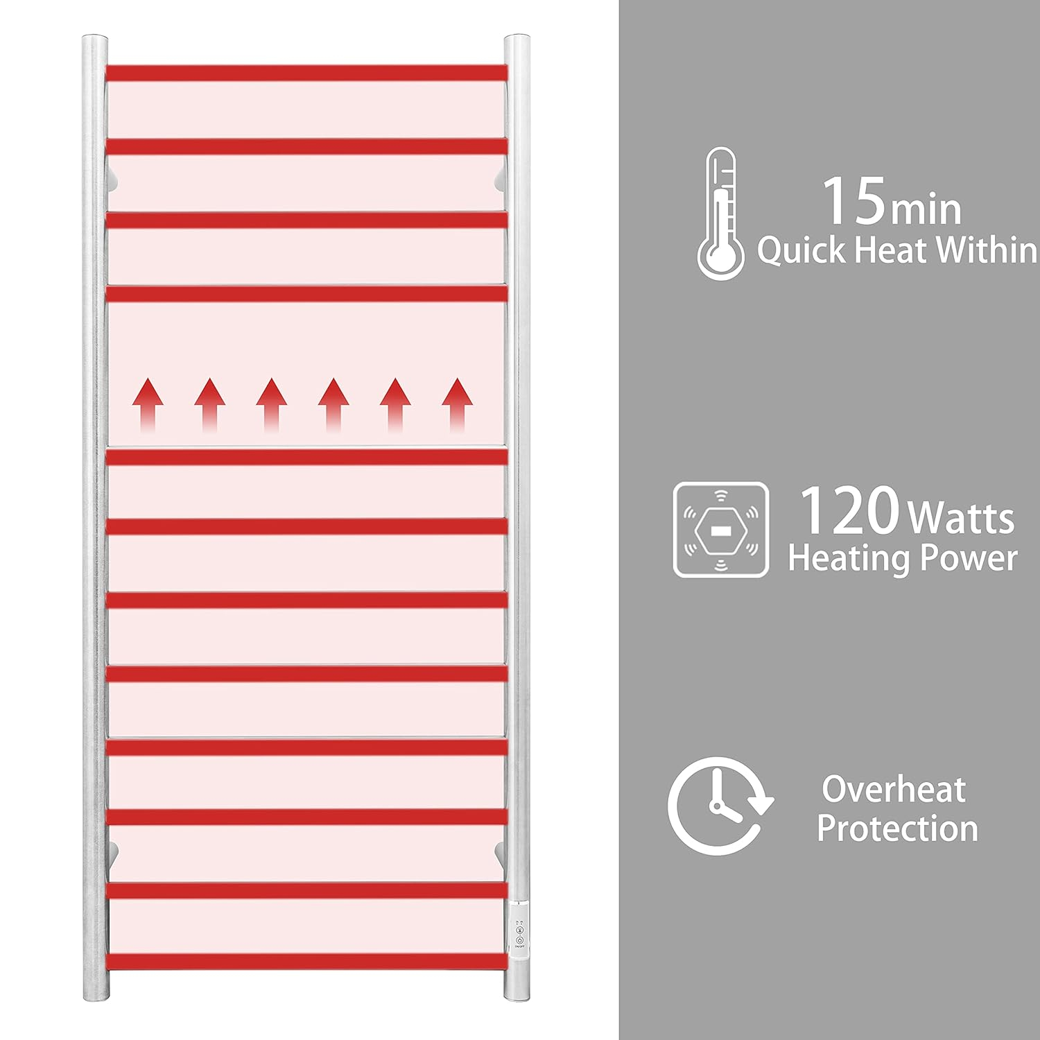 Stainless Steel Wall Mounted Electric Towel Warmer with Timer