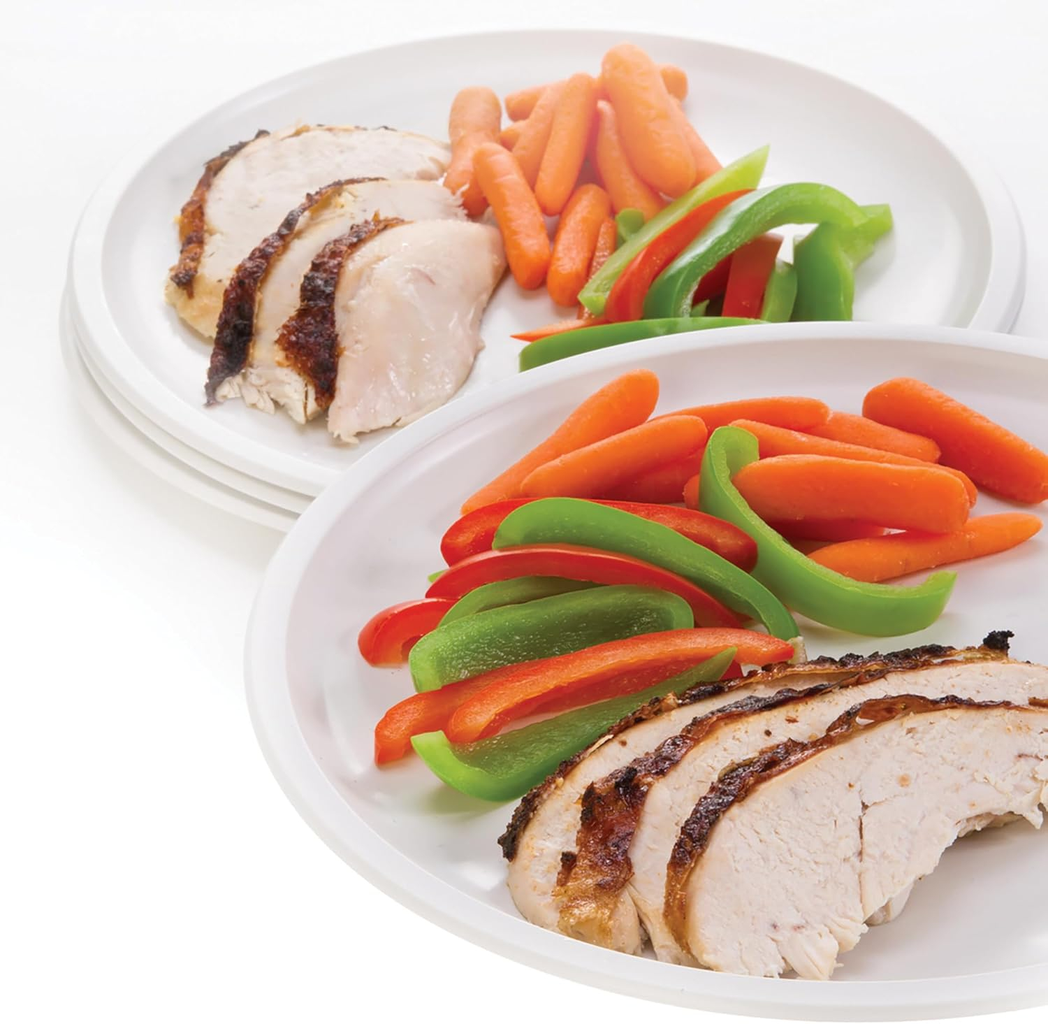 White Round Microwave-Safe Hard Plastic Plates, Set of 4