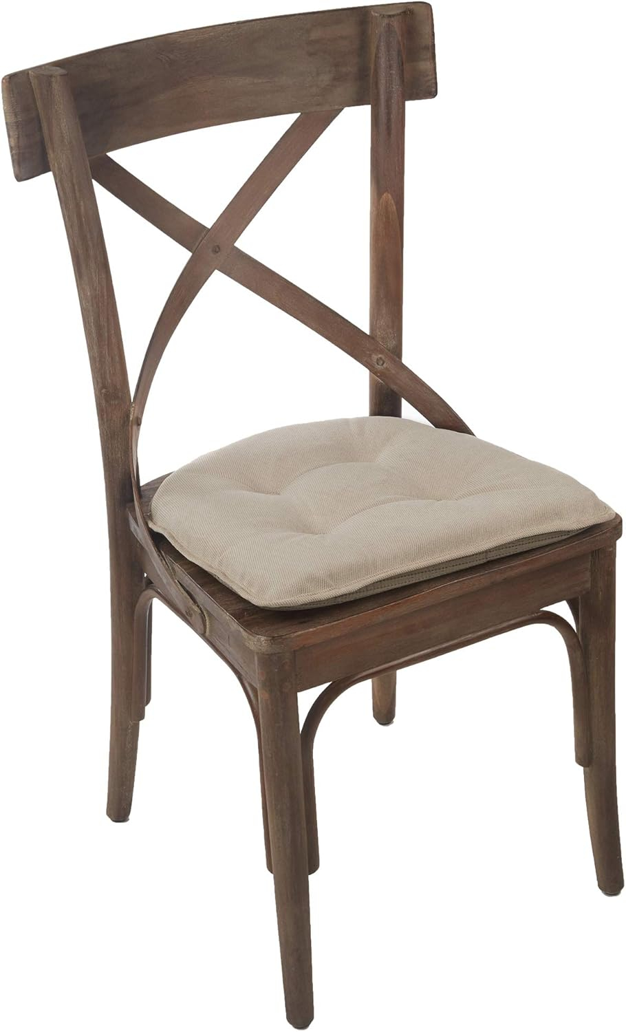 Non-Slip Tufted Chair Cushions for Dining Room, Kitchen and Office Use, U-Shaped Skid-Proof Seat Pad, 15x16 Inches, 2 Pack, Stone