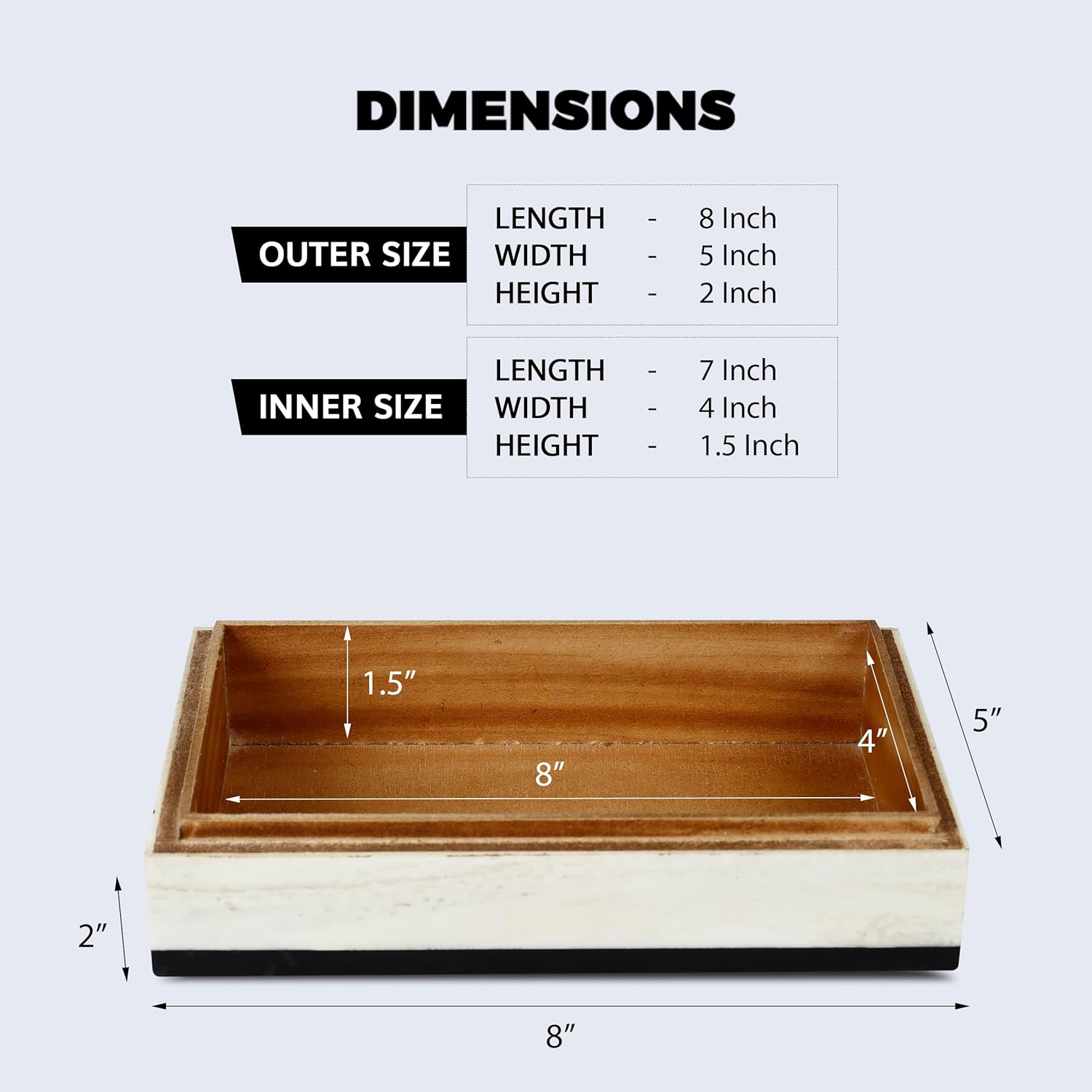 Handicrafts Home Handmade Modern Wooden Decorative Jewelry Storage Organizer Box with Lid - Keepsake Box for Home Decor, Accessories, Collectibles - Court, 8X5X2 inch