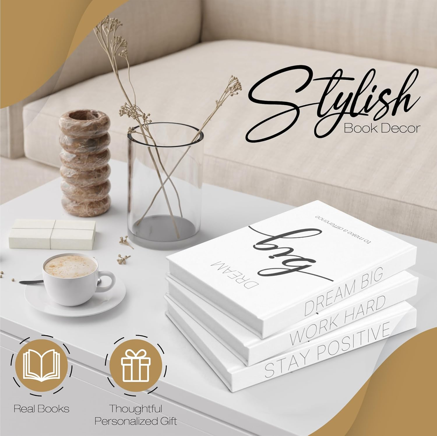 Decorative Books for Home Decor - Faux Books for decoration Coffee Table | Book Shelf Decor | Entryway Table | Console Table - Modern Luxury Designer Books Decor Set - Decorative Books for Display