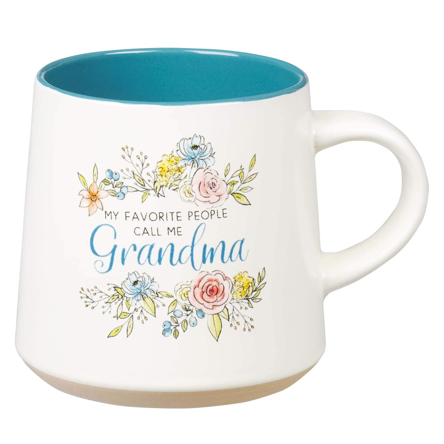 My Favorite People Call Me Grandma Clay Base Ceramic Coffee Mug for Grandmothers  Floral Peach & Ivory Cup for Coffee/Tea, Dishwasher Microwave Safe, 14oz