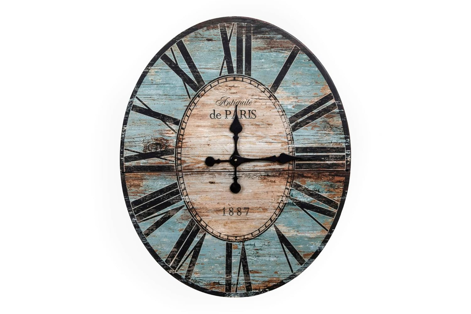 Woven Paths 29" Oval Turquoise Wood Wall Clock