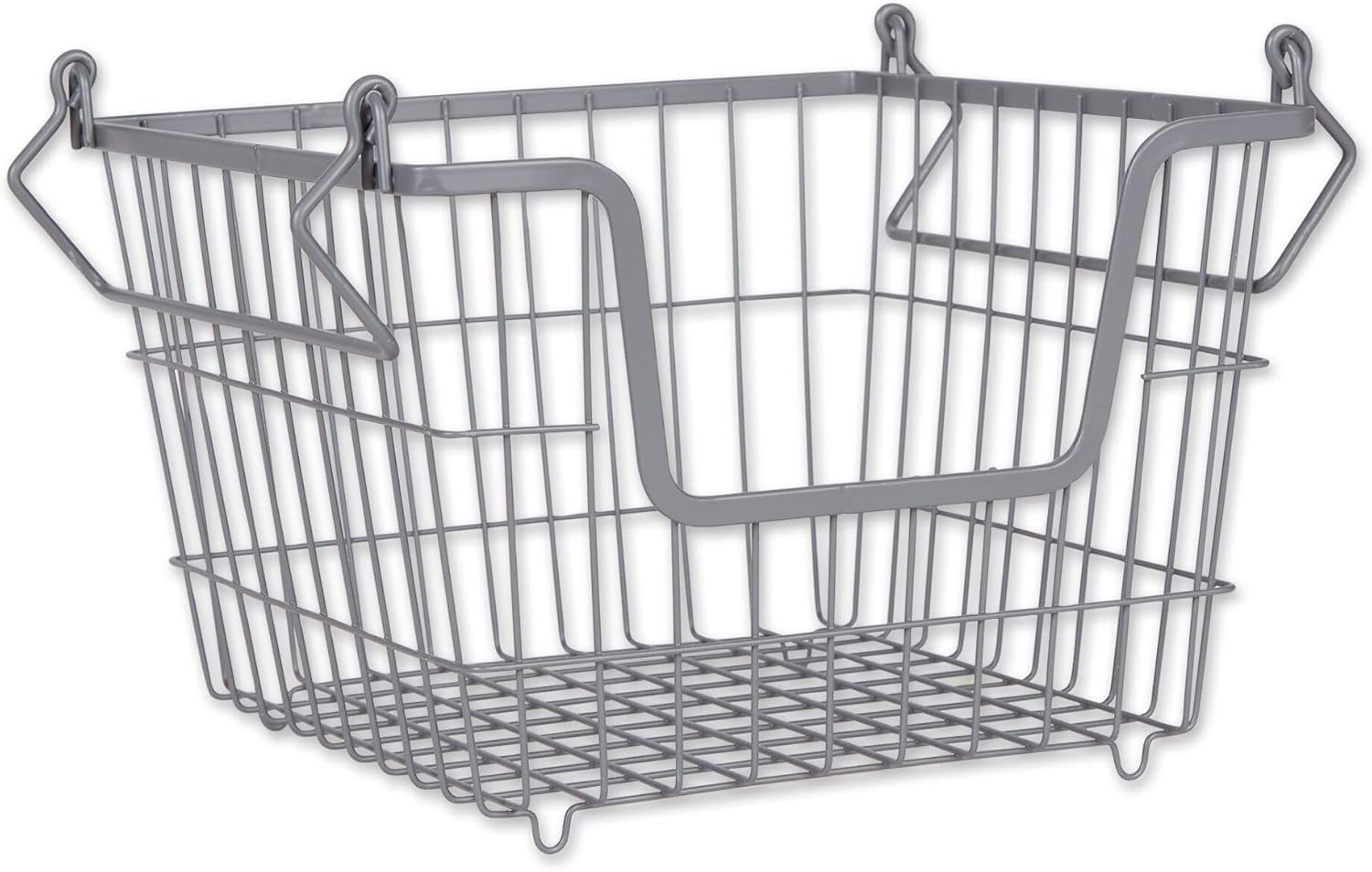 DII Metal Wire Mesh Stackable Utility Storage Bin, Medium, 11x11x8", Black
