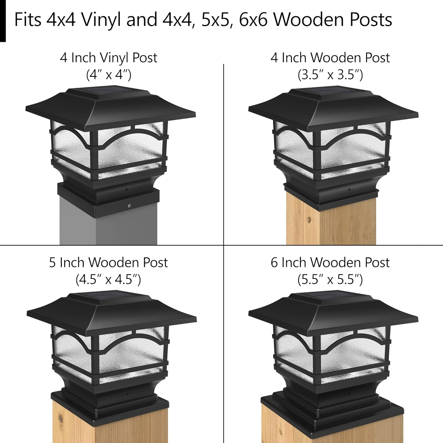 Davinci Lighting Premium Solar Outdoor Post Cap Lights - 4x4 5x5 6x6 - Bright LED Light for Fence Deck Garden or Patio Posts - Slate Black (1 Pack)