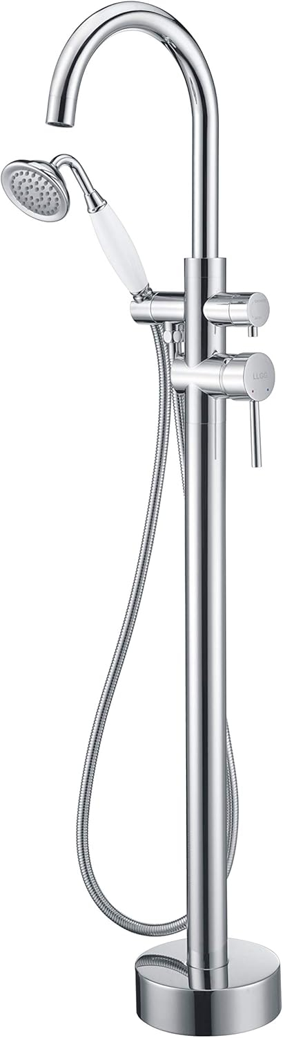 Chrome Freestanding Tub Faucet with Hand Shower