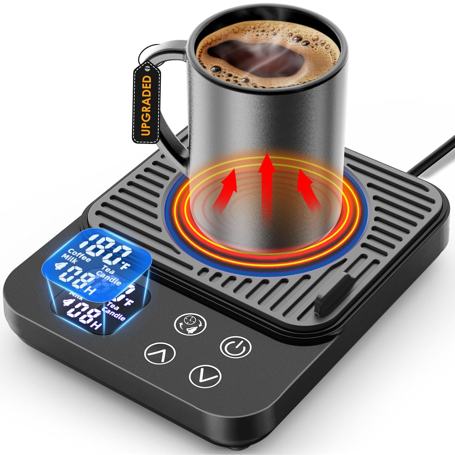 Mug Warmer, Coffee Cup Warmer for Desk with 1-12H Auto Shut Off, 36W Faster Heating Coffee Mug Warmer for Coffee Beverage Milk Tea, Smart Candle Warmers, Ideal Coffee Accessories Gifts (Black)