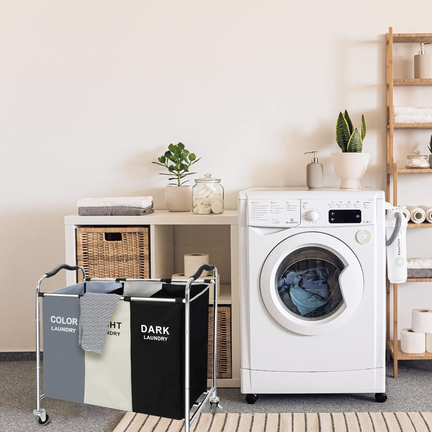 BRIGHTSHOW Laundry Basket，16 x 30 x 35 inch Stainless steel Laundry Hamper