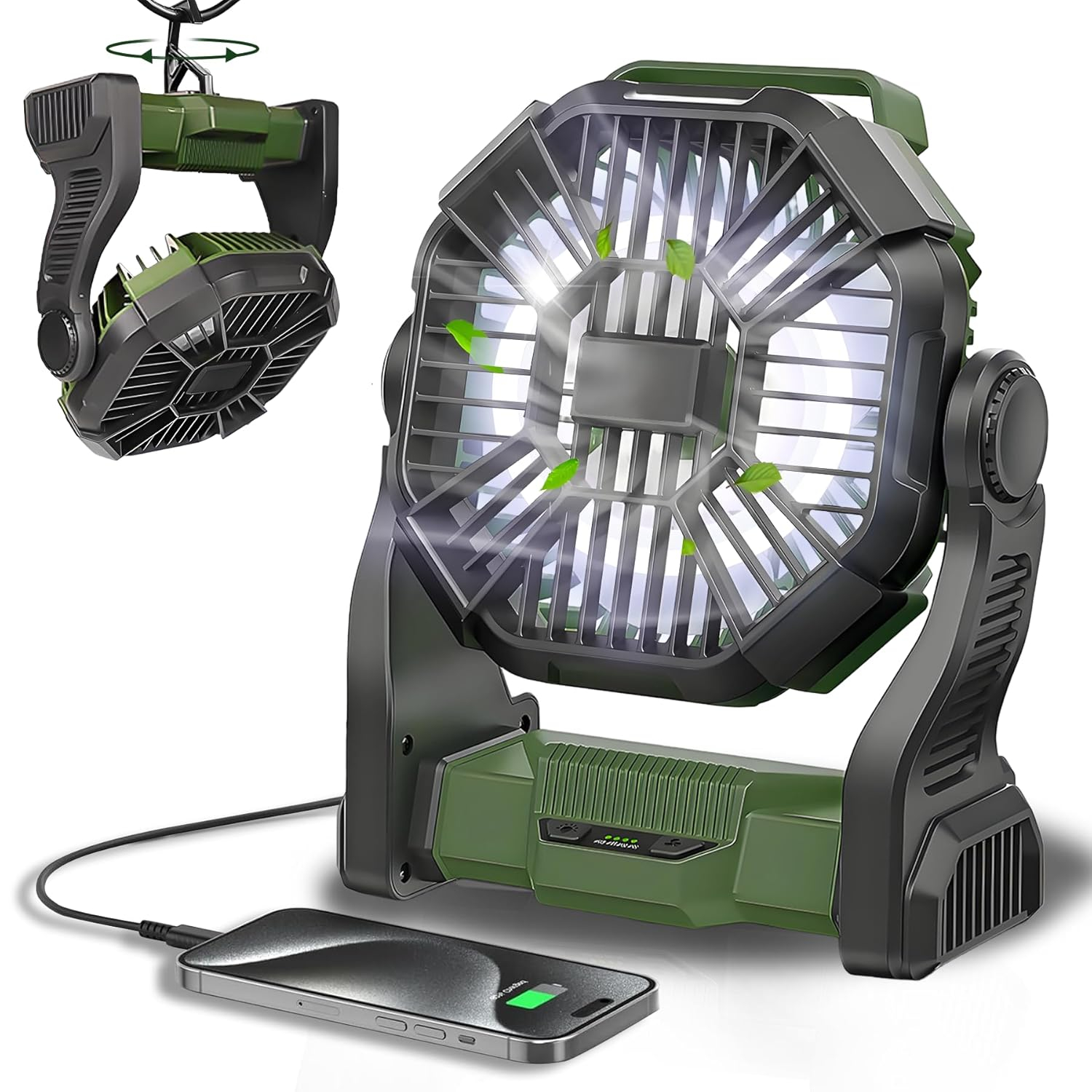 CONBOLA Portable Fan Rechargeable, 20400mAh Cordless Battery Powered Fan with LED Lantern, USB C Battery Operated for Travel Bedroom Home Camping Tent Office Beach Desk Fishing Table