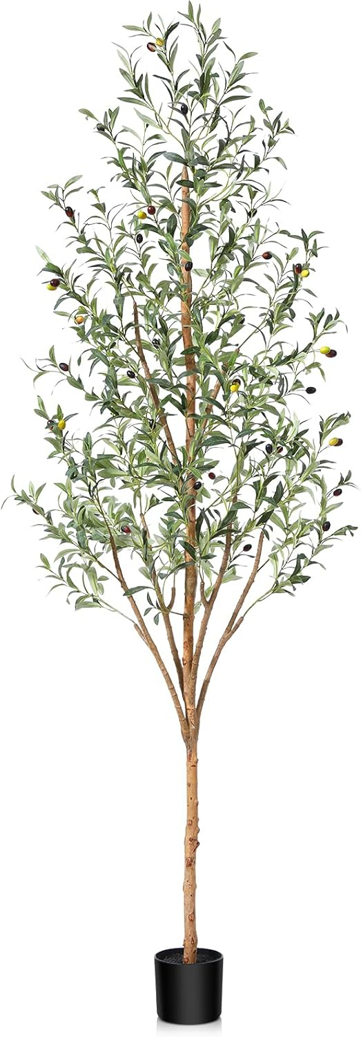 Aritizone Artificial Olive Tree 7FT Tall Fake Olive Tree with Adjustale Branches Artificial Tree for Modern Home Office Living Room Floor Decor Indoor (7FT)