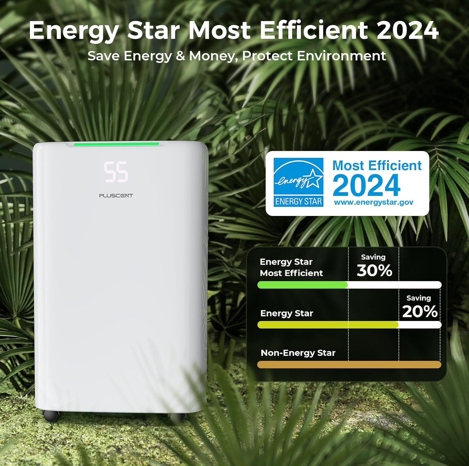 5000 Sq.Ft Energy Star Dehumidifier for Basement, 52 Pints Dehumidifiers for Home & Large Room with Drain Hose, Manual & Auto Drainage, 4 Modes, Intelligent Humidity Control, 24H Timer, Auto Defrost