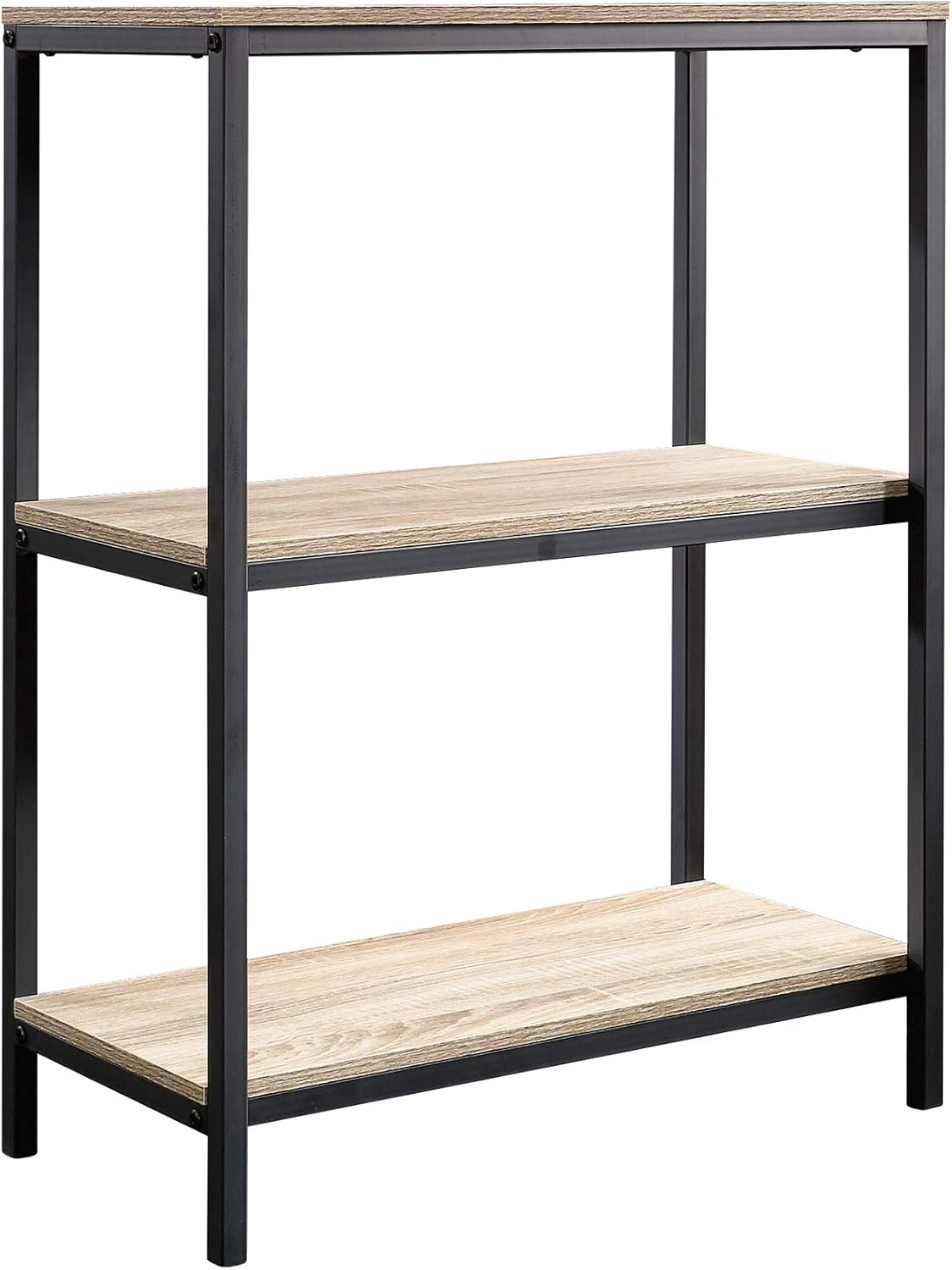 Charter Oak Finish 3-Shelf Bookcase with Durable Metal Frame