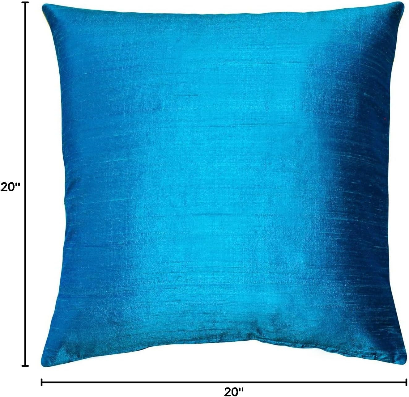 Sankara 100% Natural Dupioni Fine Silk Decorative Throw Pillow with Insert Included, Peacock Blue, 16 X 16 (12+ Colors)
