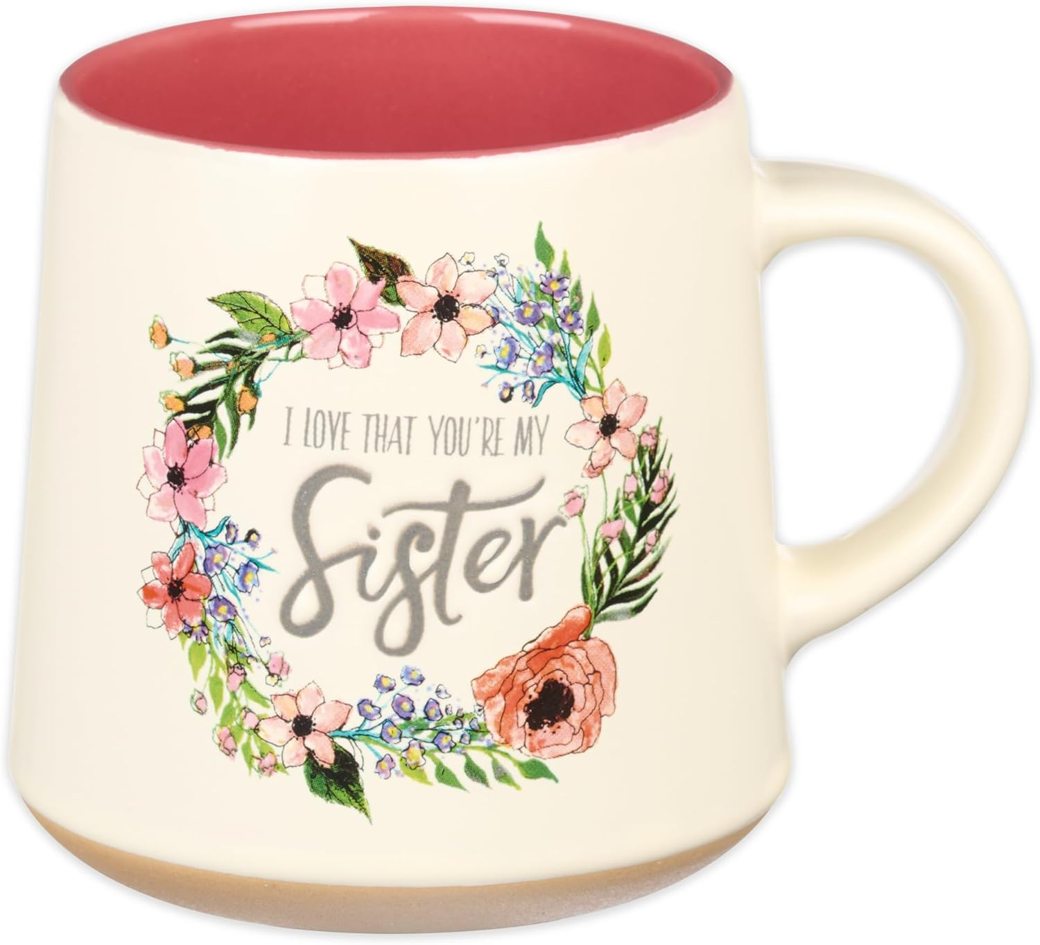 I Love That Your My Sister Ecclesiastes 4:9 Ceramic Bible Verse Coffee Mug  Floral Rustic Pink & Ivory Cup for Coffee/Tea, Dishwasher Microwave Safe, 14oz