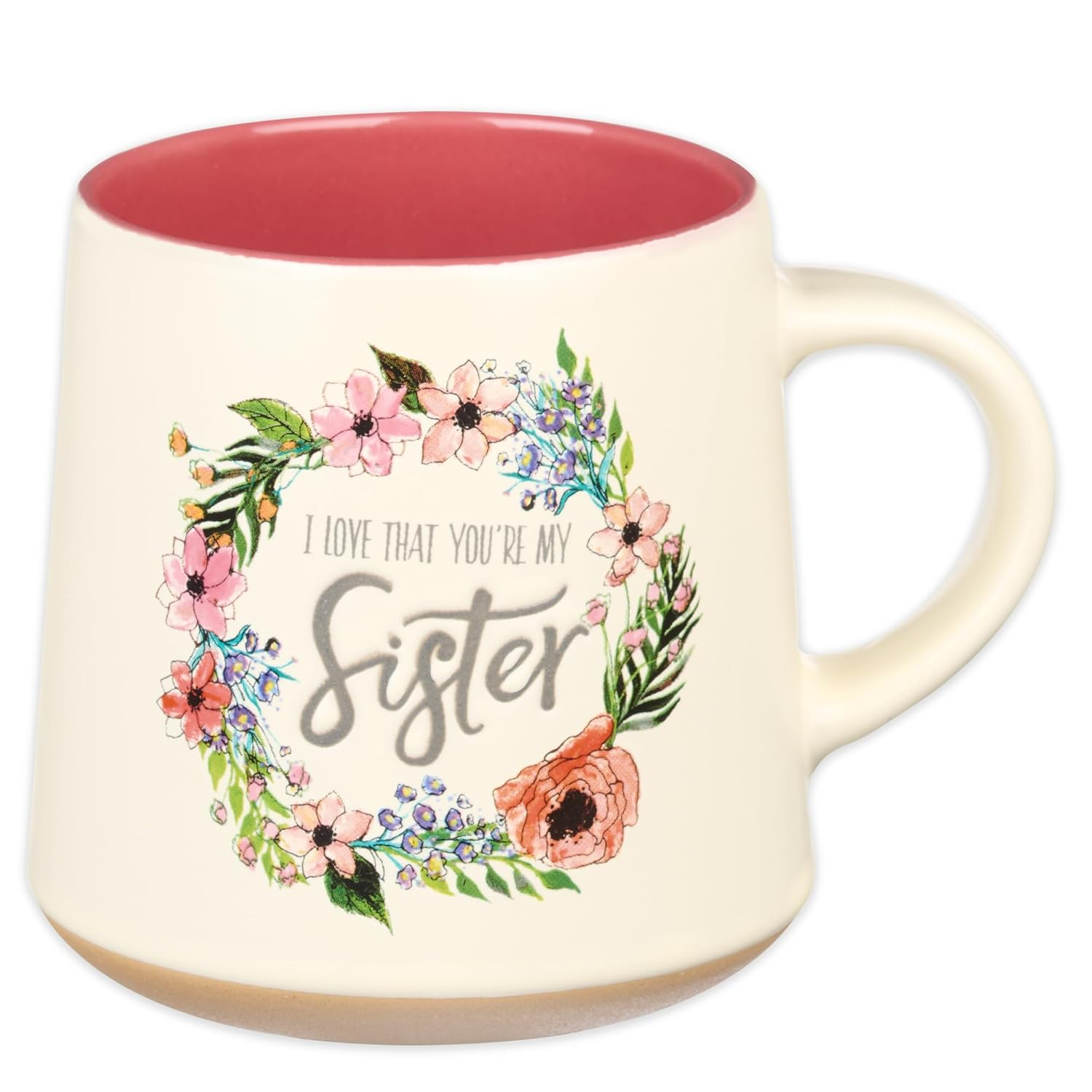 I Love That Your My Sister Ecclesiastes 4:9 Ceramic Bible Verse Coffee Mug  Floral Rustic Pink & Ivory Cup for Coffee/Tea, Dishwasher Microwave Safe, 14oz