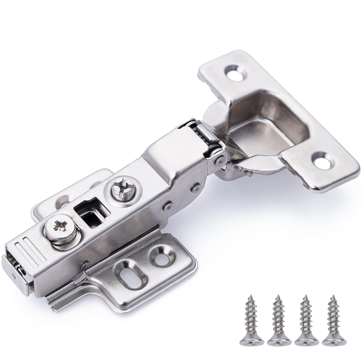 Decobasics Half Overlay -105° Frameless Cabinet Door Hinge -3 Way Adjustability