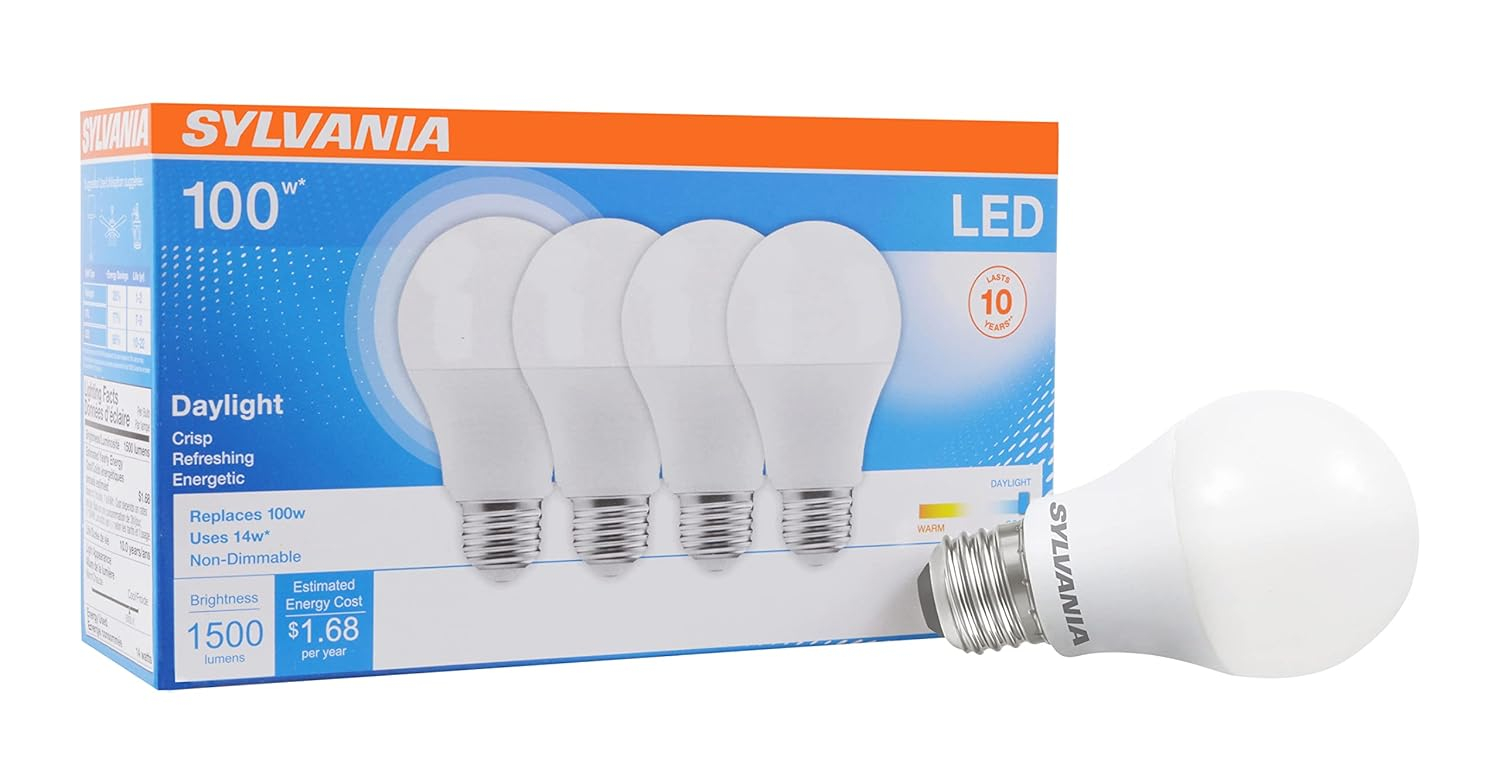 Sylvania LED 100 W Daylight Light Bulbs, Energy Saving (4 Pack)