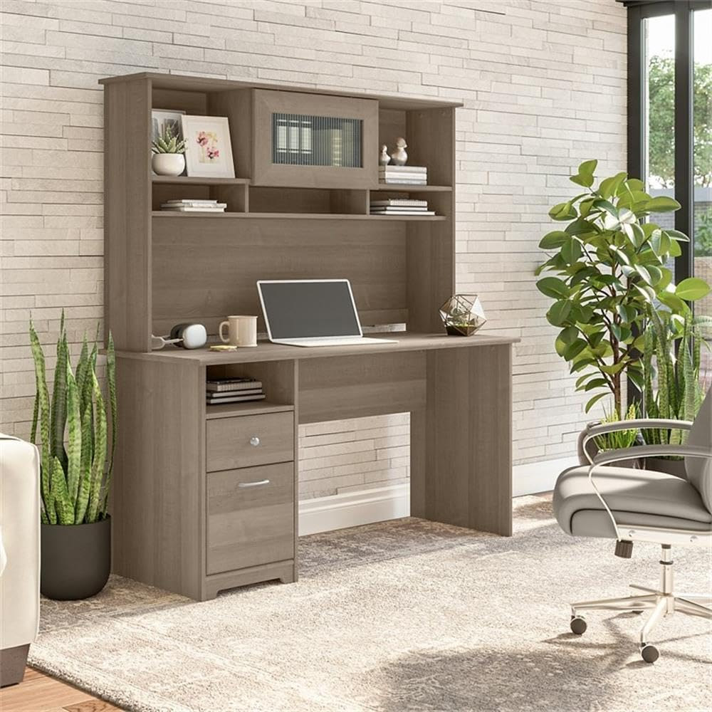 Bush Furniture Cabot 60" Computer Desk and Hutch, Espresso Oak