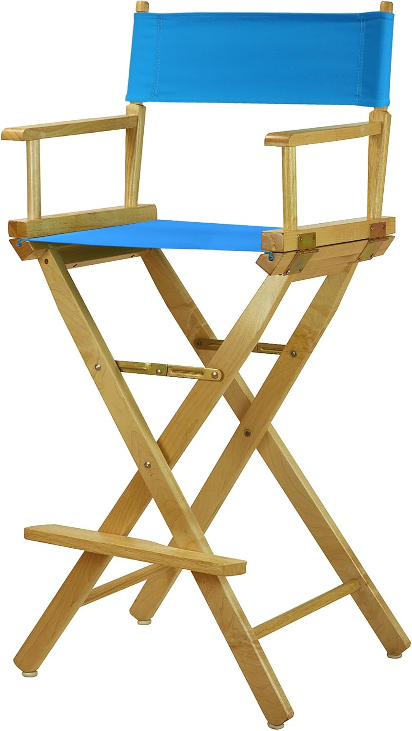 Casual Home 30" Director's Chair Natural Frame-Turquoise Canvas