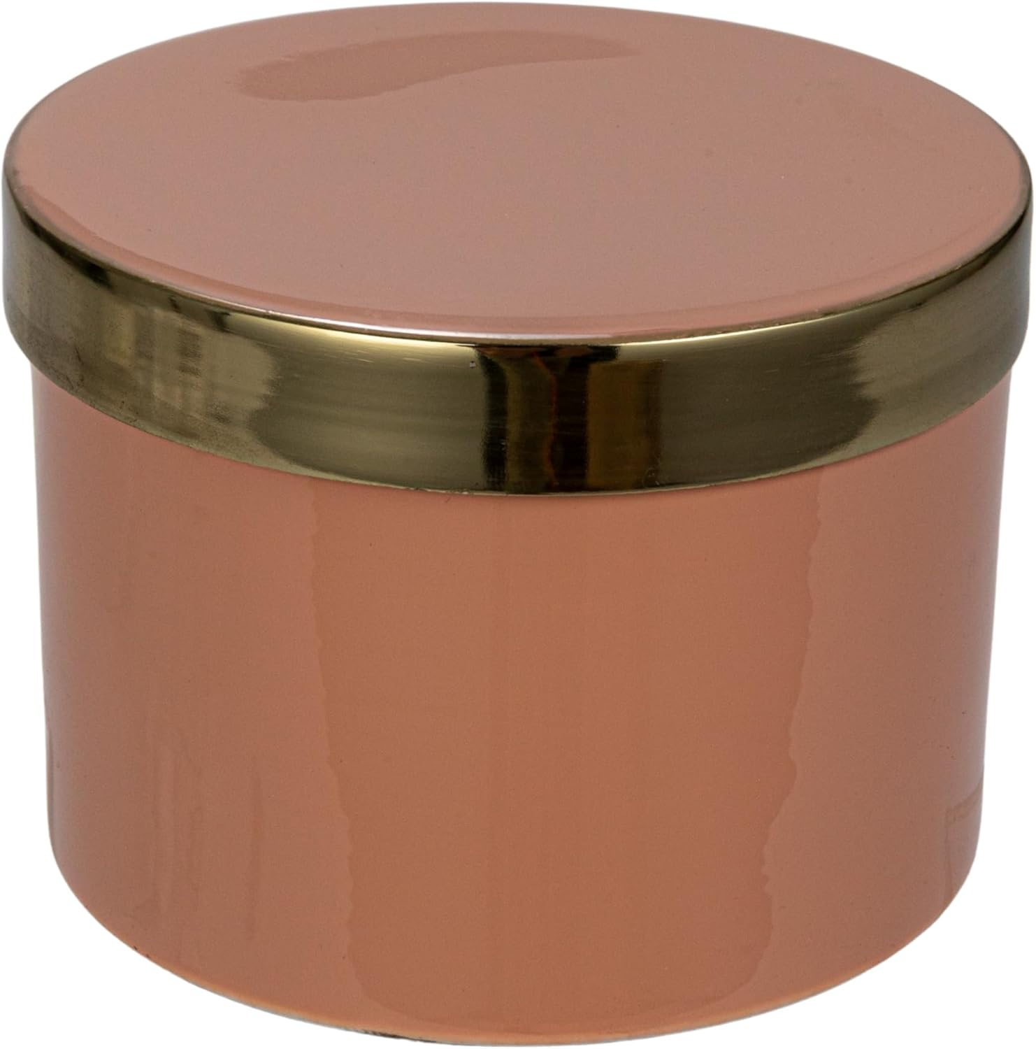 Creative Co-Op Enameled Metal Box with Shiny Interior, Pink and Gold