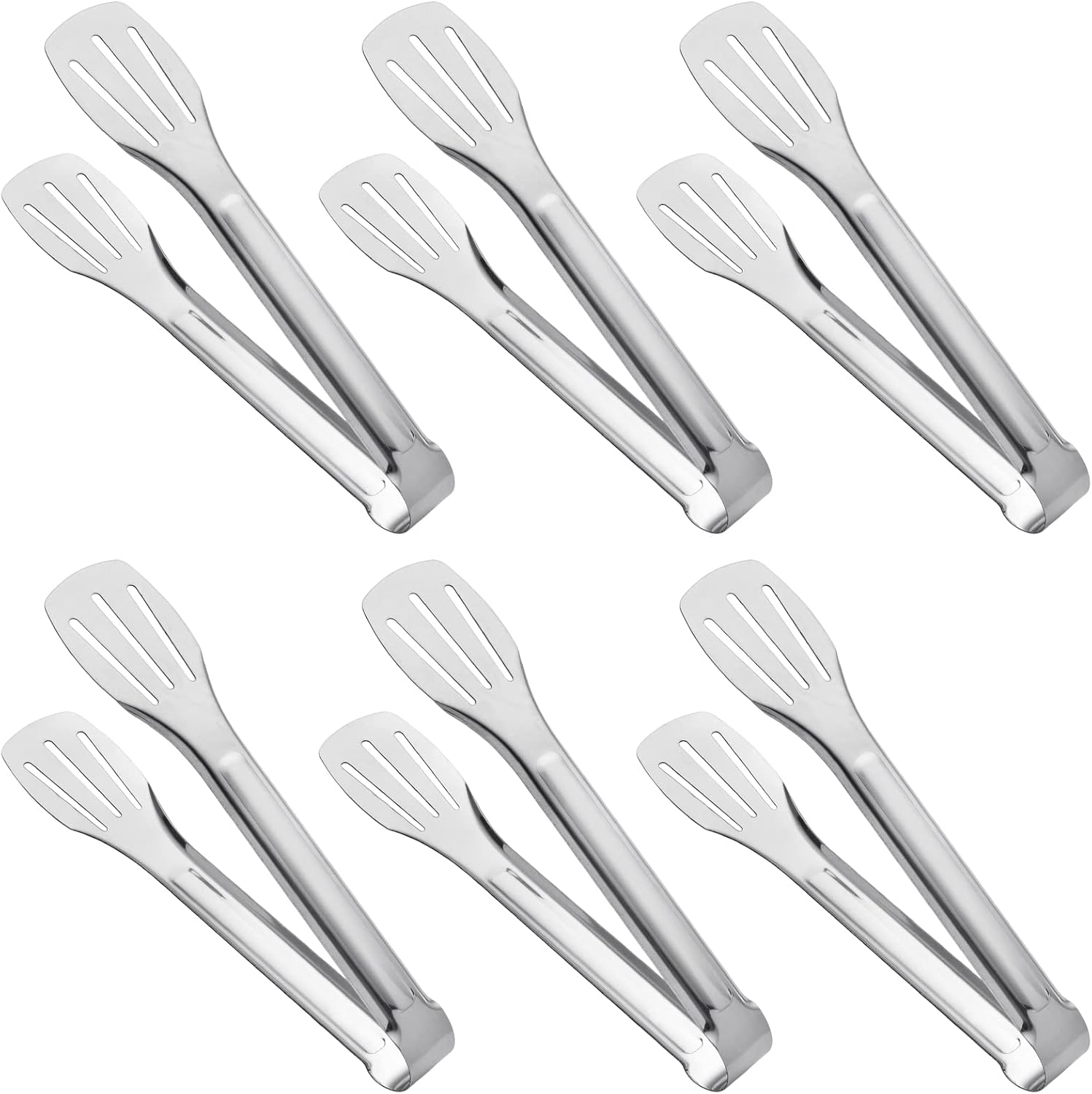 Serving Tong Kitchen Tongs,Buffet Tongs, Stainless Steel Food Tong Serving Tong,small tongs 6 Pack (7 Inch)