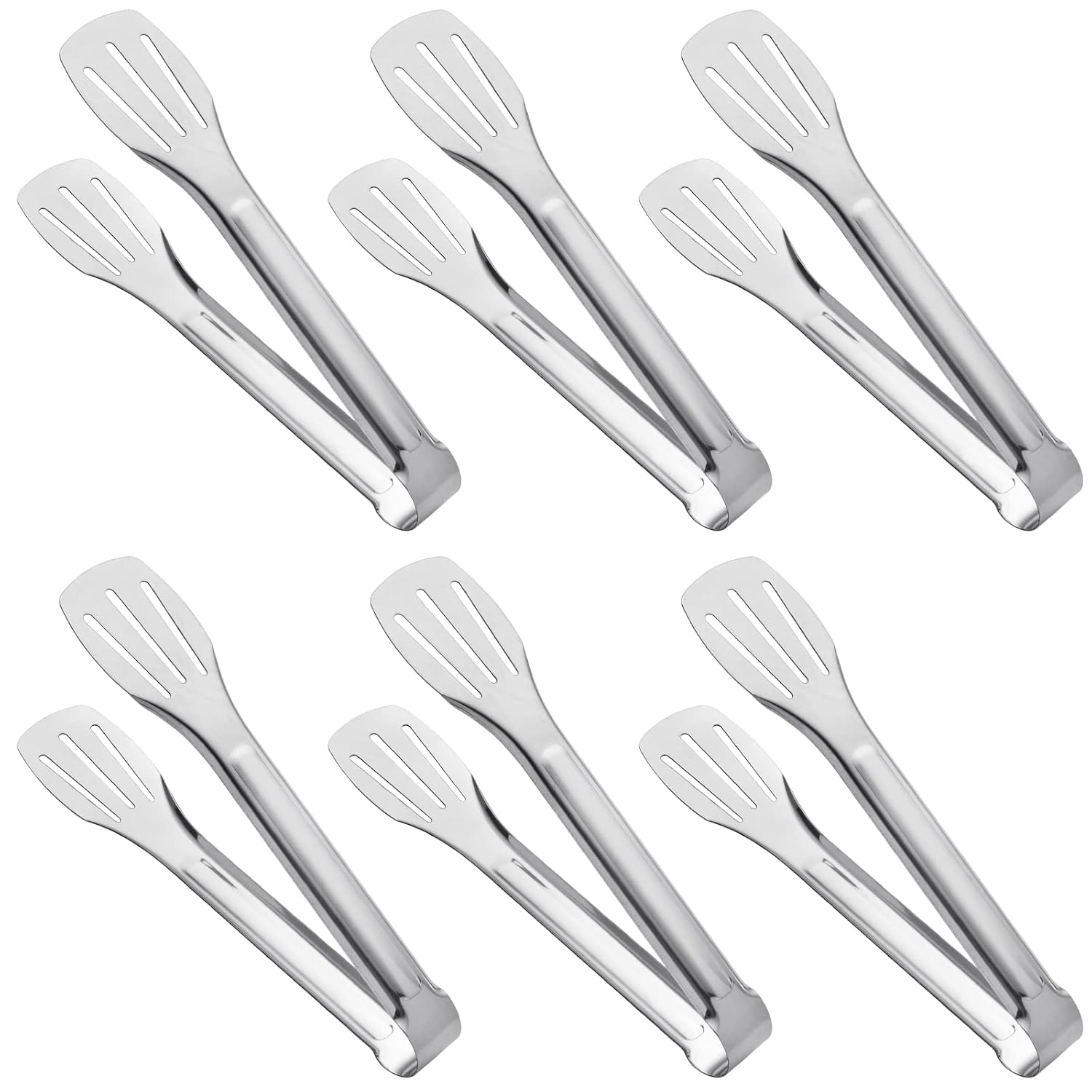 Serving Tong Kitchen Tongs,Buffet Tongs, Stainless Steel Food Tong Serving Tong,small tongs 6 Pack (7 Inch)