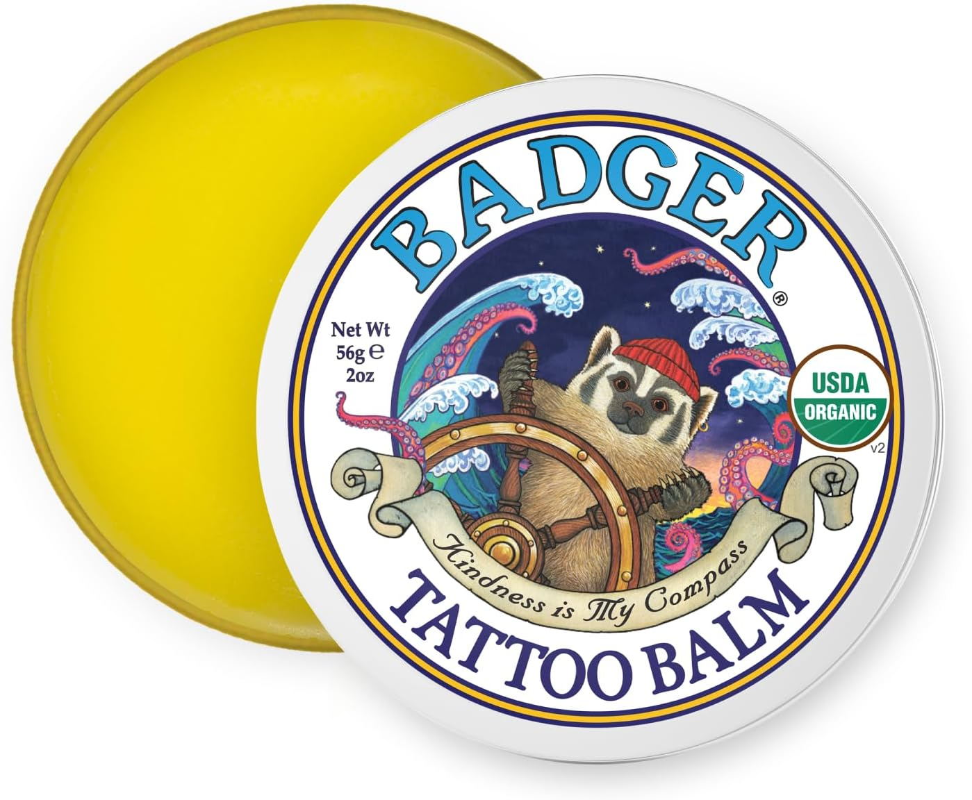 Badger Tattoo Balm, Coconut & Tamanu, 2 oz
