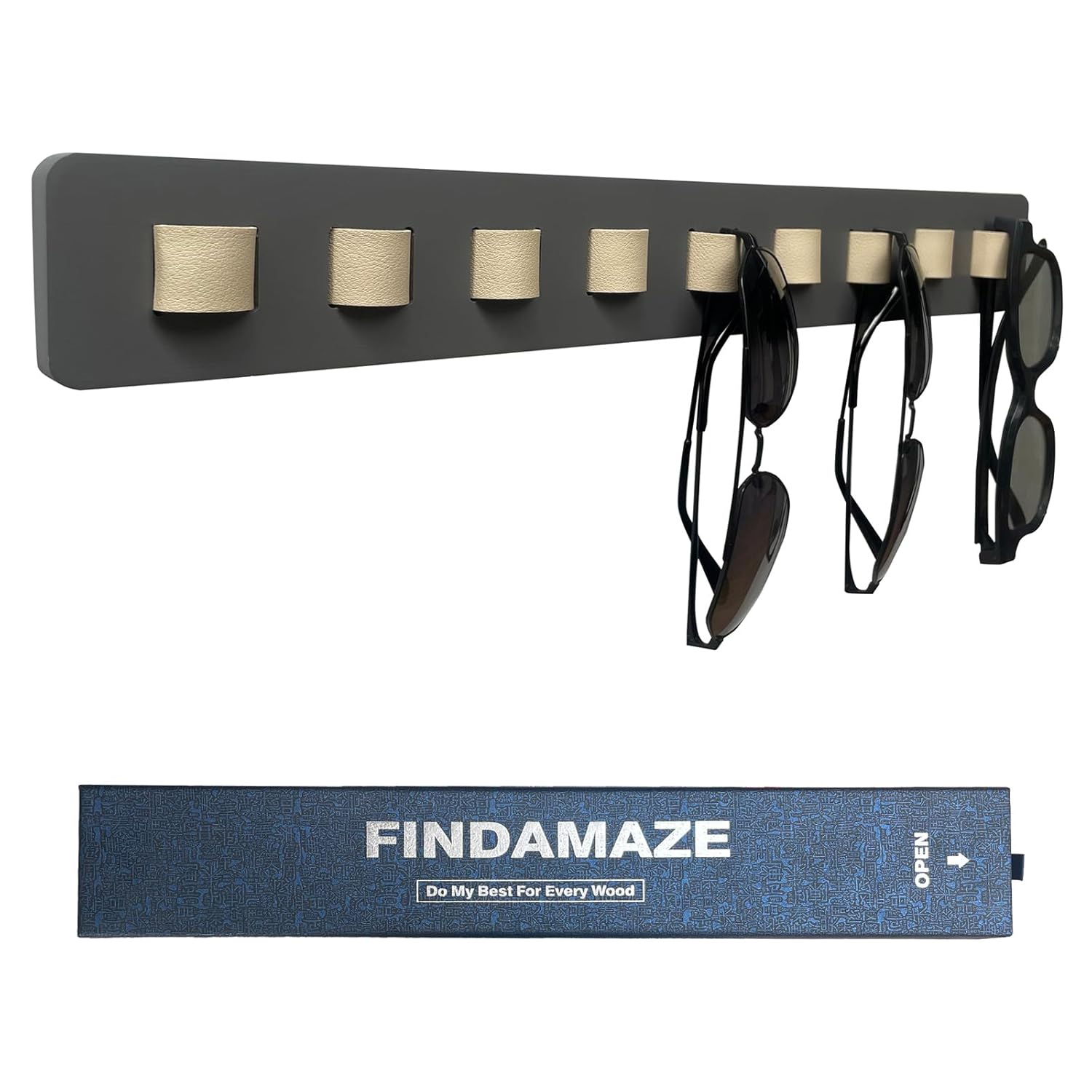 Sunglasses Organizer Wall Mounted Wood Sunglass Holder for Home Glasses Holder/Sunglasses Rack,Home Decor (Gray-1pcs-long)