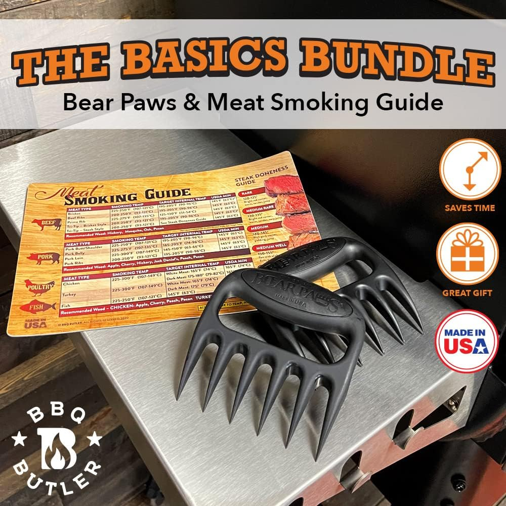 BBQ Butler Bear Paws Meat Shredders And BBQ Butler Meat Smoking Guide Magnet